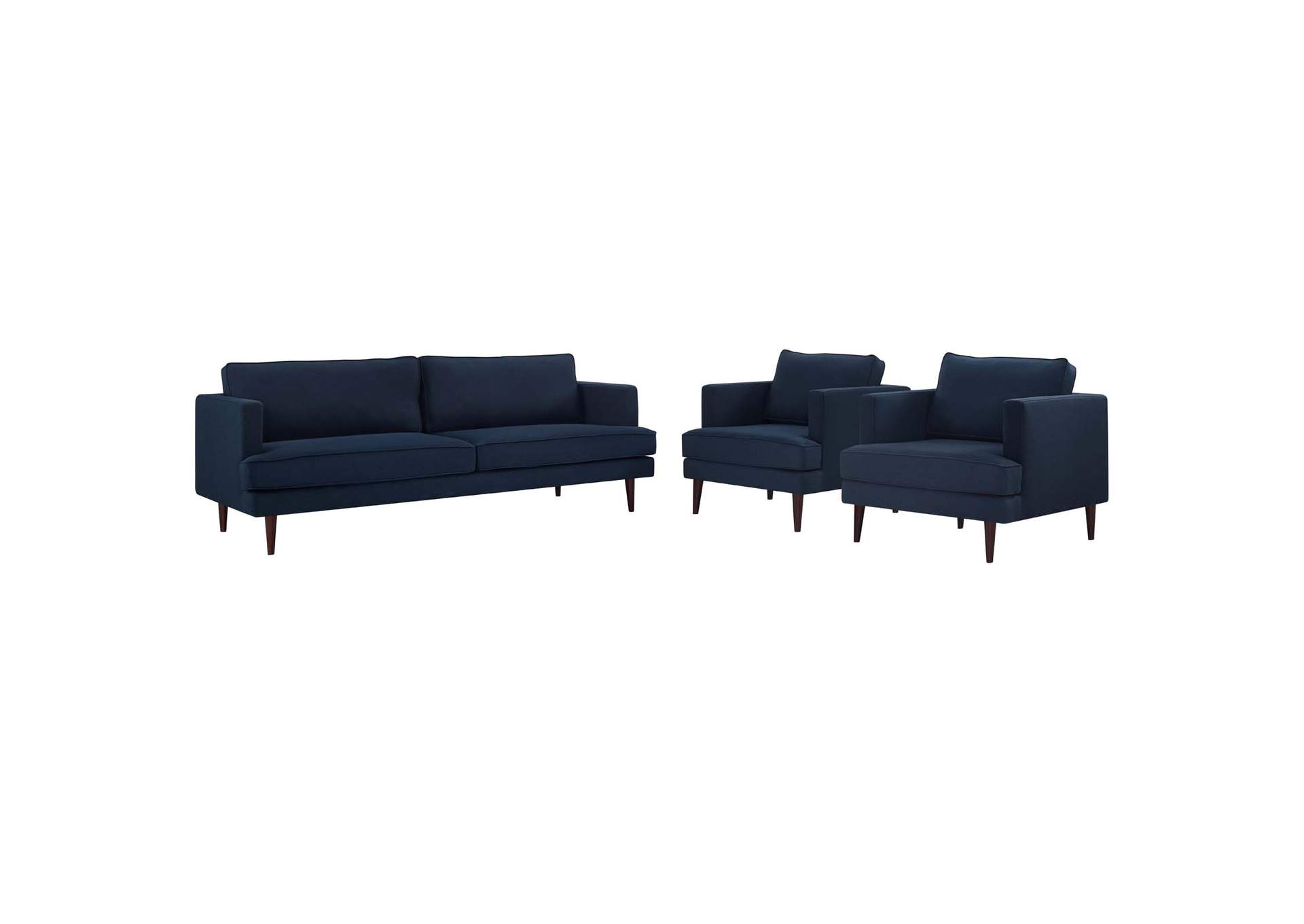 Blue Agile 3 Piece Upholstered Fabric Set,Modway