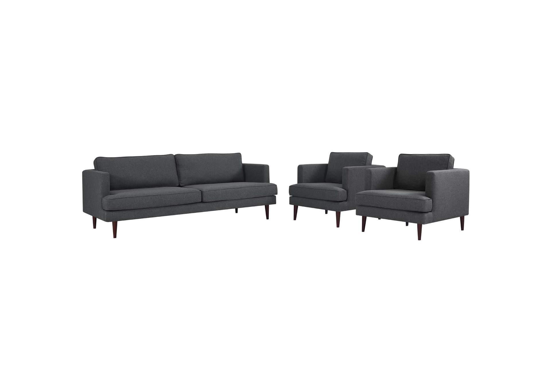 Gray Agile 3 Piece Upholstered Fabric Set,Modway