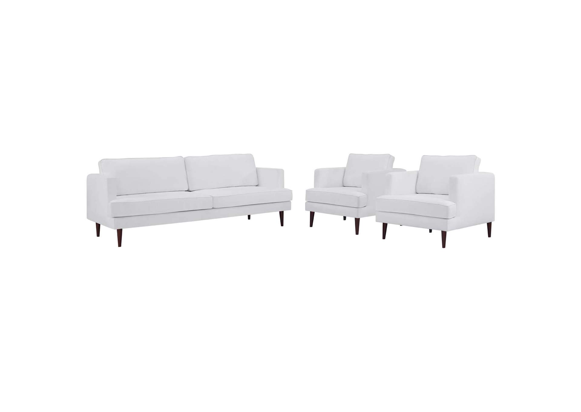 White Agile 3 Piece Upholstered Fabric Set,Modway