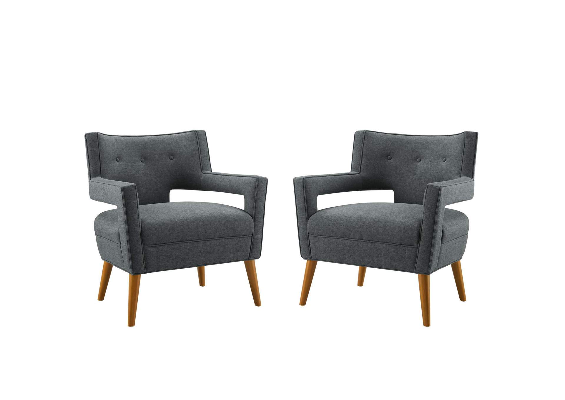 Gray Sheer Upholstered Fabric Arm Chair [Set of 2],Modway