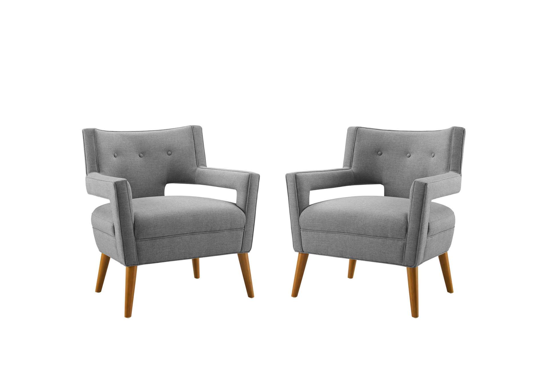 Light Gray Sheer Upholstered Fabric Arm Chair [Set of 2],Modway