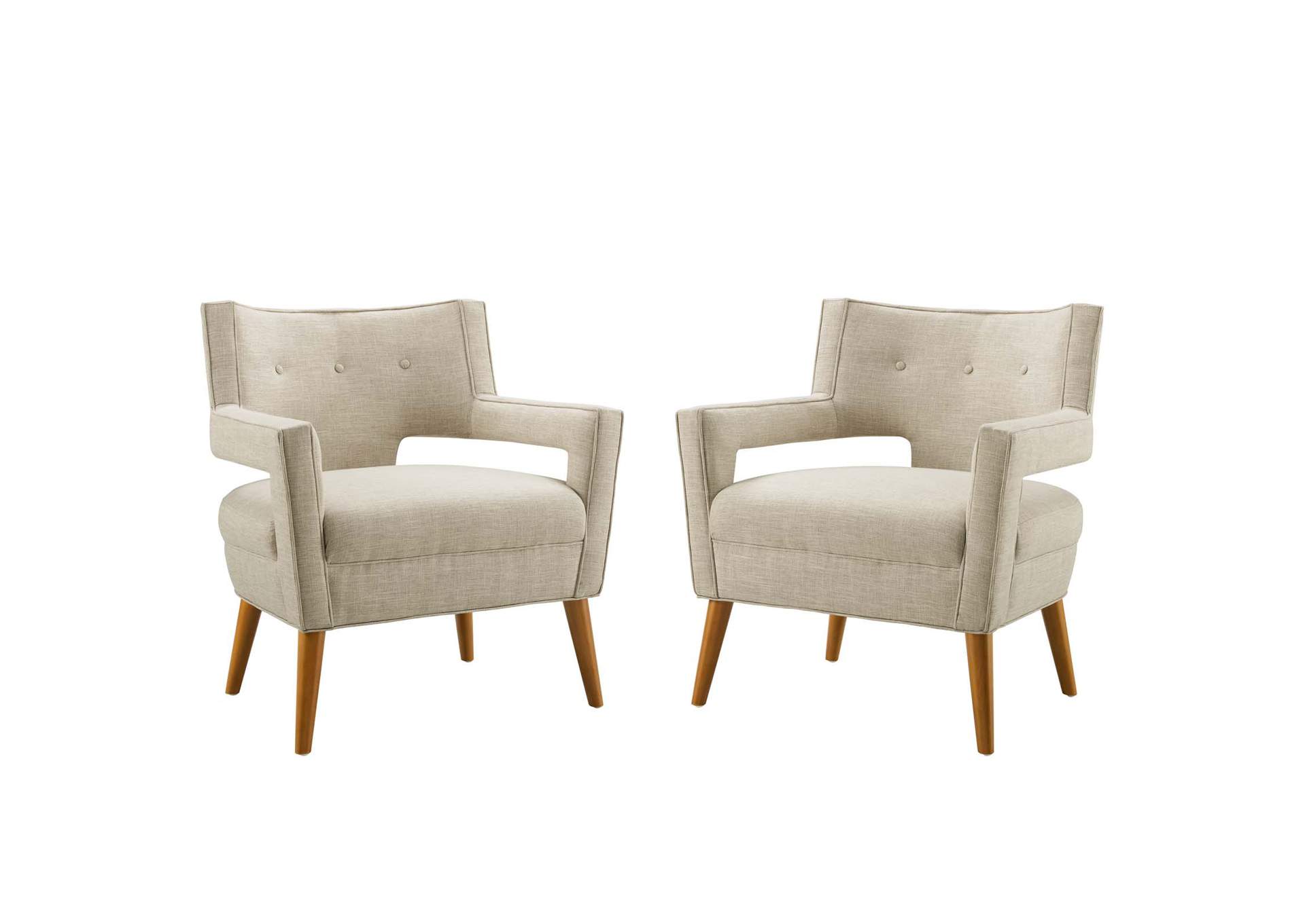 Sand Sheer Upholstered Fabric Arm Chair [Set of 2],Modway