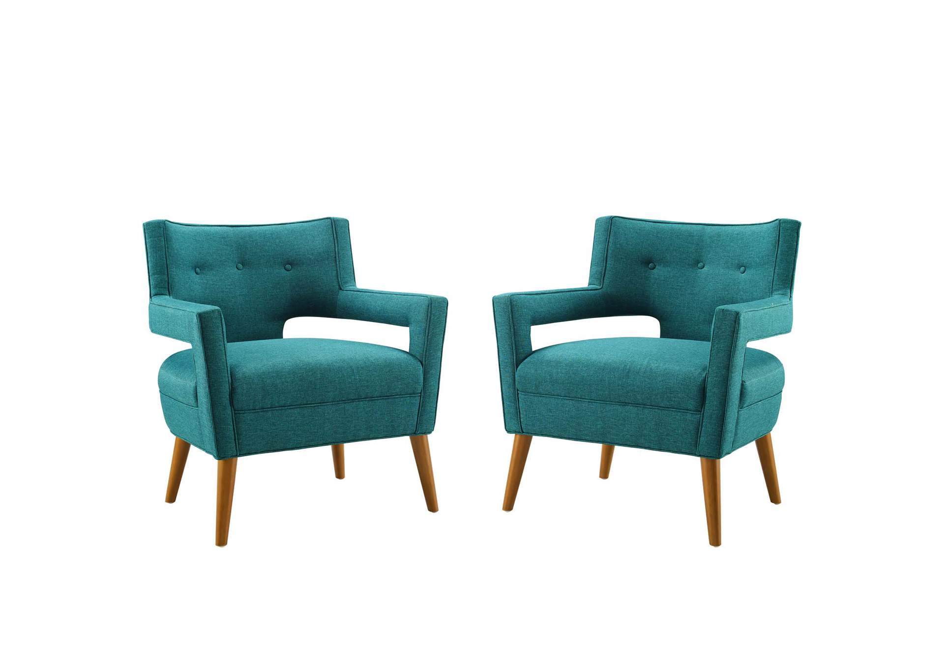 Teal Sheer Upholstered Fabric Arm Chair [Set of 2],Modway