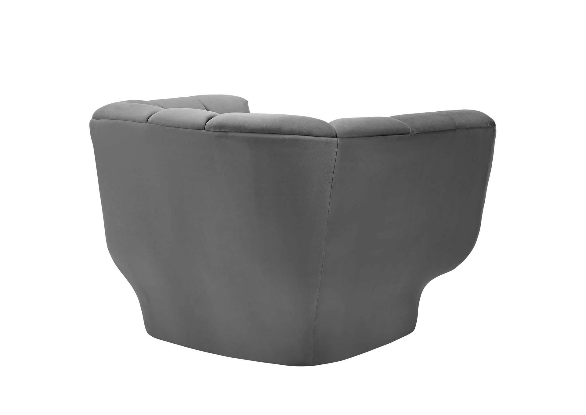 Gray Entertain Vertical Channel Tufted Performance Velvet Sofa and Armchair Set,Modway