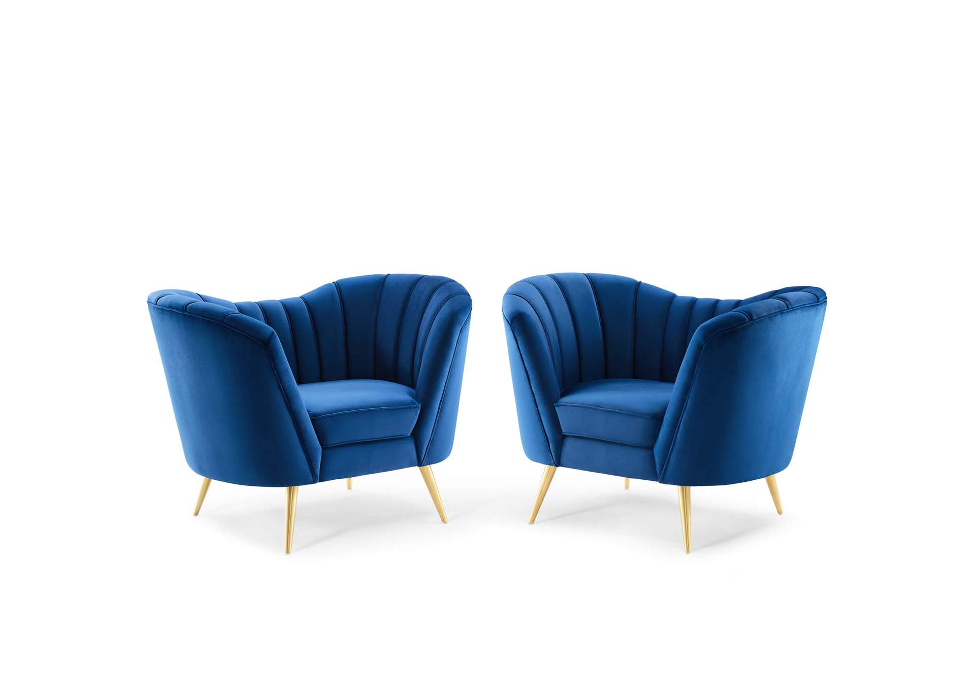 Navy Opportunity Performance Velvet Arm Chair [Set of 2],Modway