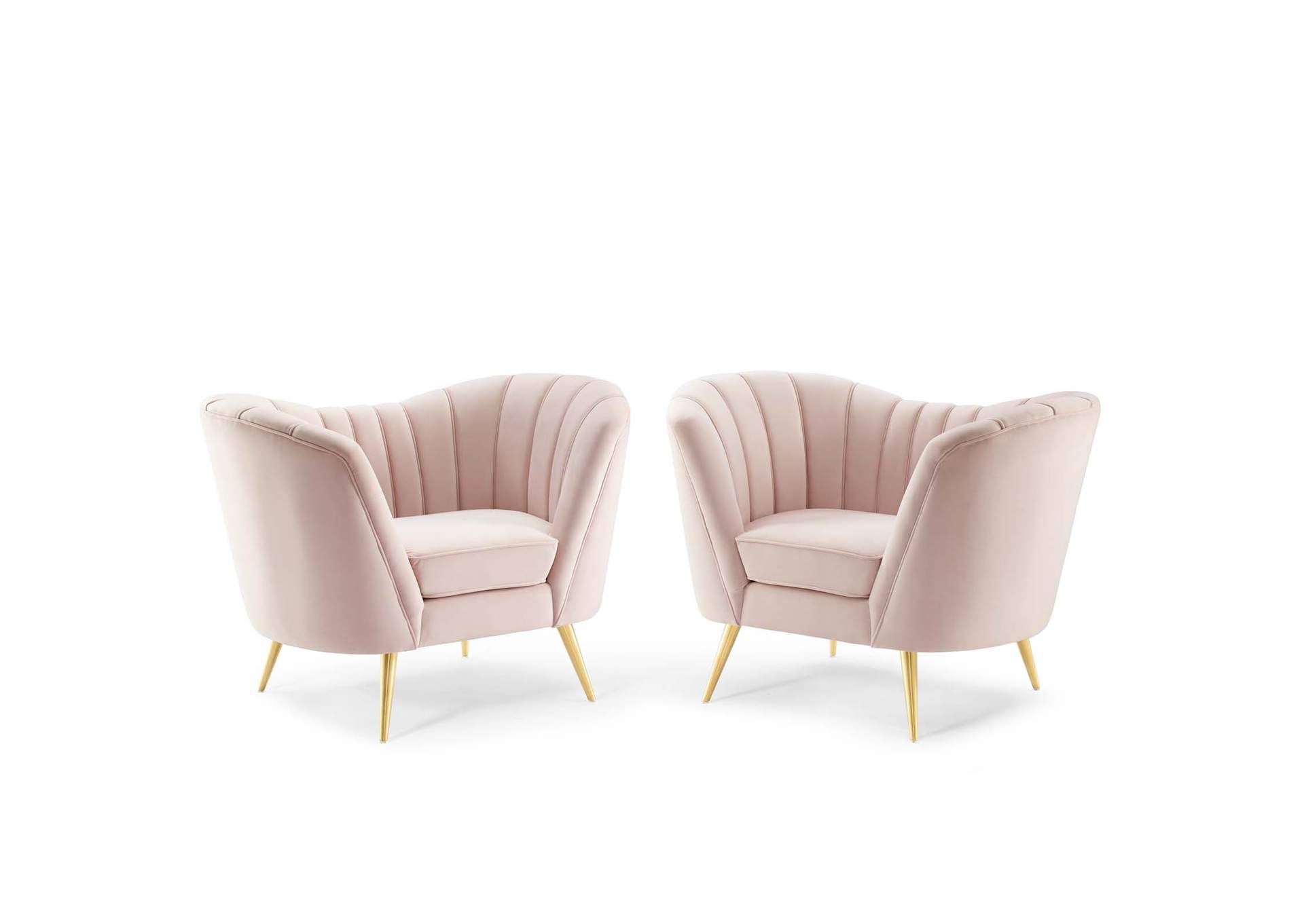 Pink Opportunity Performance Velvet Arm Chair [Set of 2],Modway