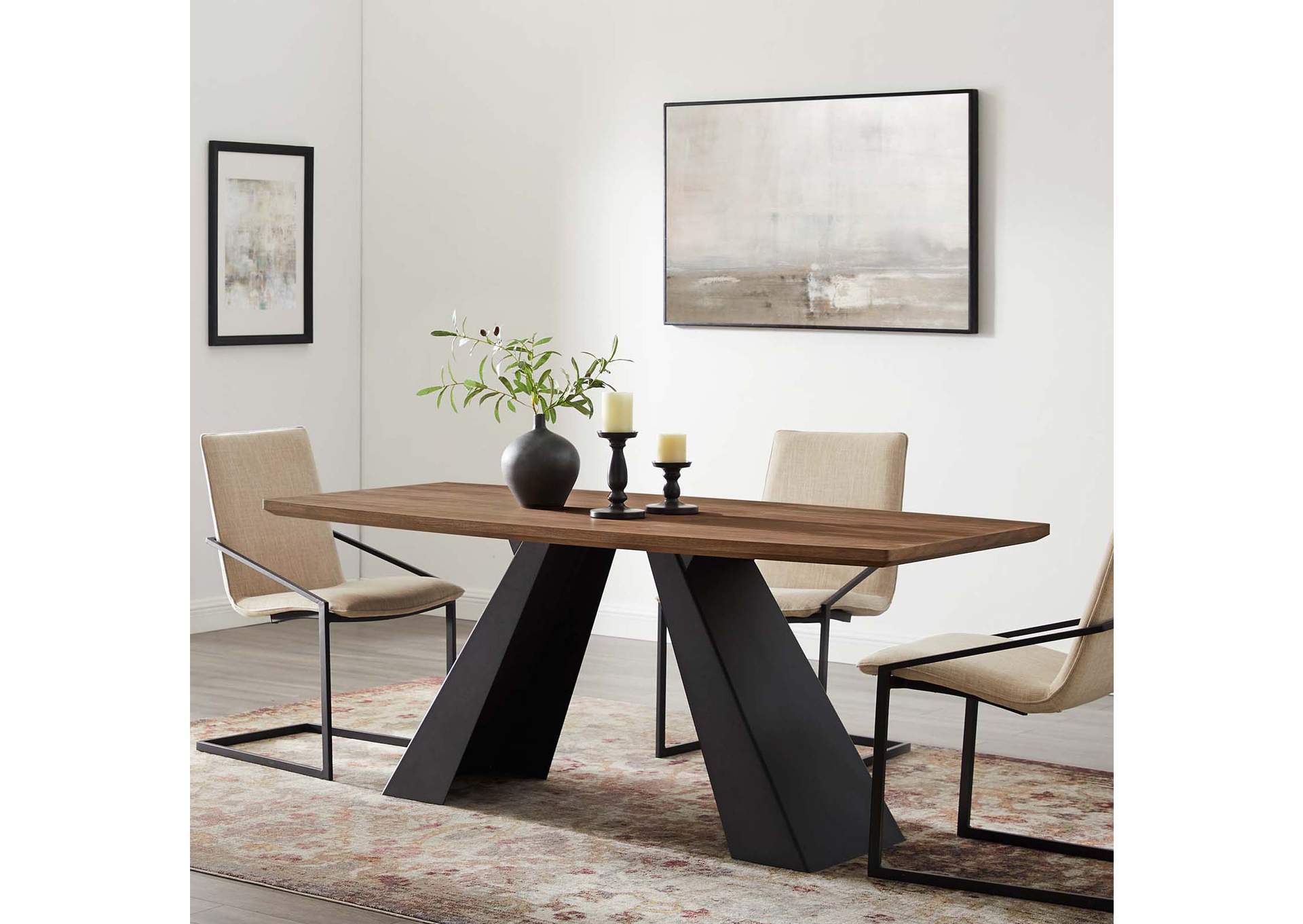 Walnut Elevate Dining Table,Modway