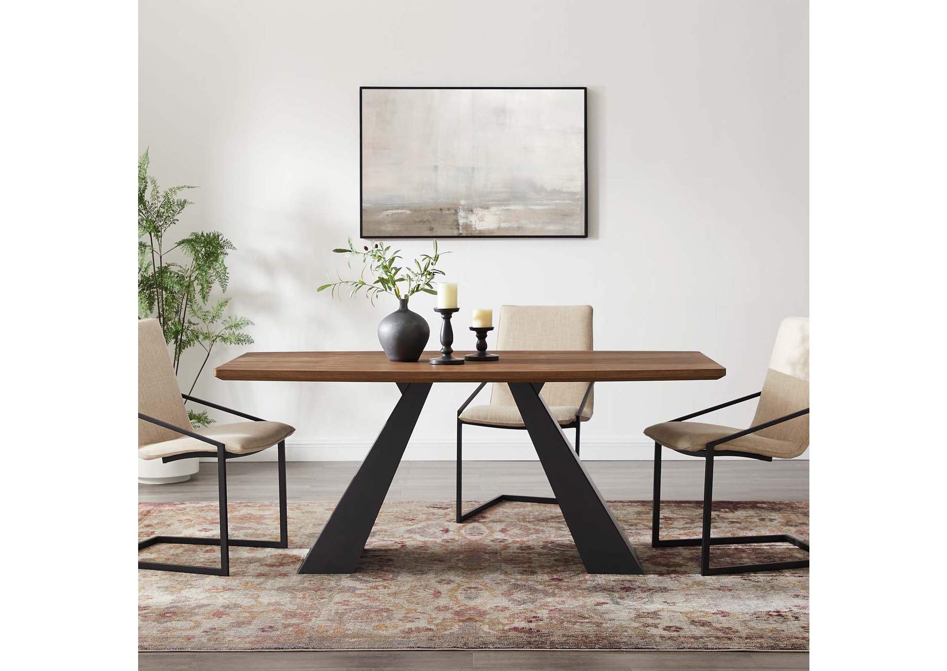 Walnut Elevate Dining Table,Modway