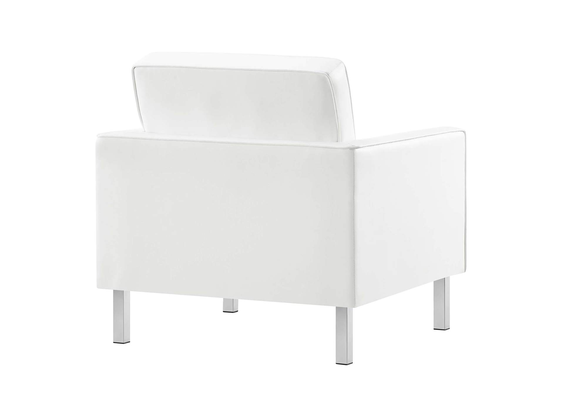 Silver White Loft Tufted Upholstered Faux Leather Arm Chair [Set of 2],Modway