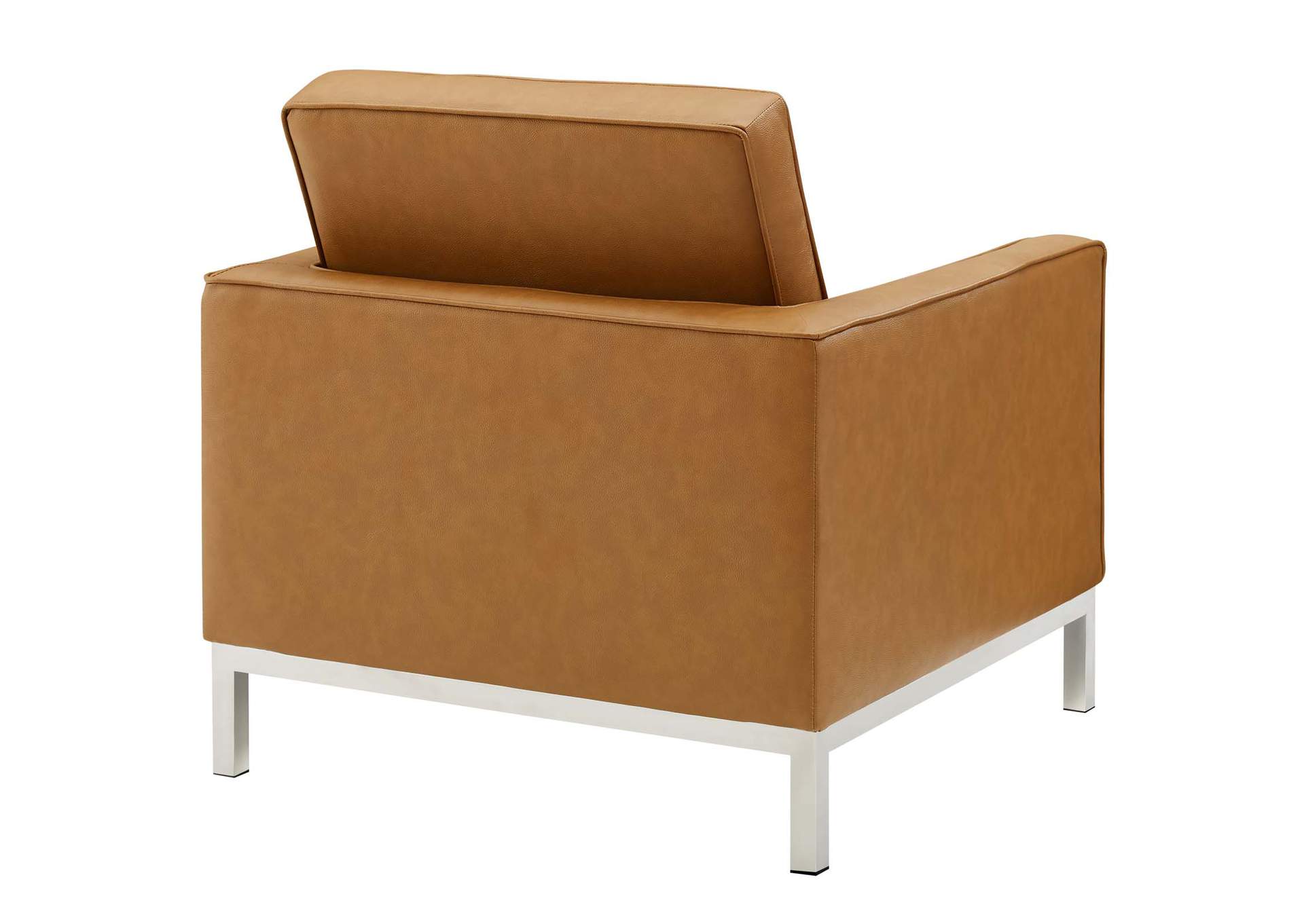 Silver Tan Loft Tufted Upholstered Faux Leather Loveseat and Armchair Set,Modway