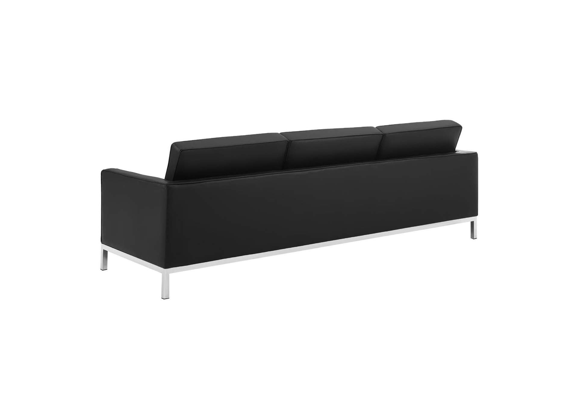 Silver Black Loft Tufted Upholstered Faux Leather Sofa and Armchair Set,Modway
