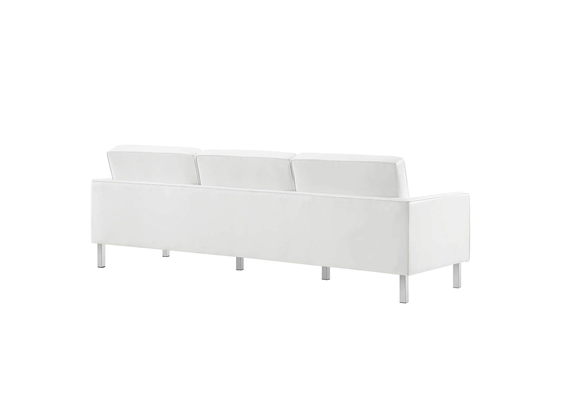 Silver White Loft 3 Piece Tufted Upholstered Faux Leather Set,Modway