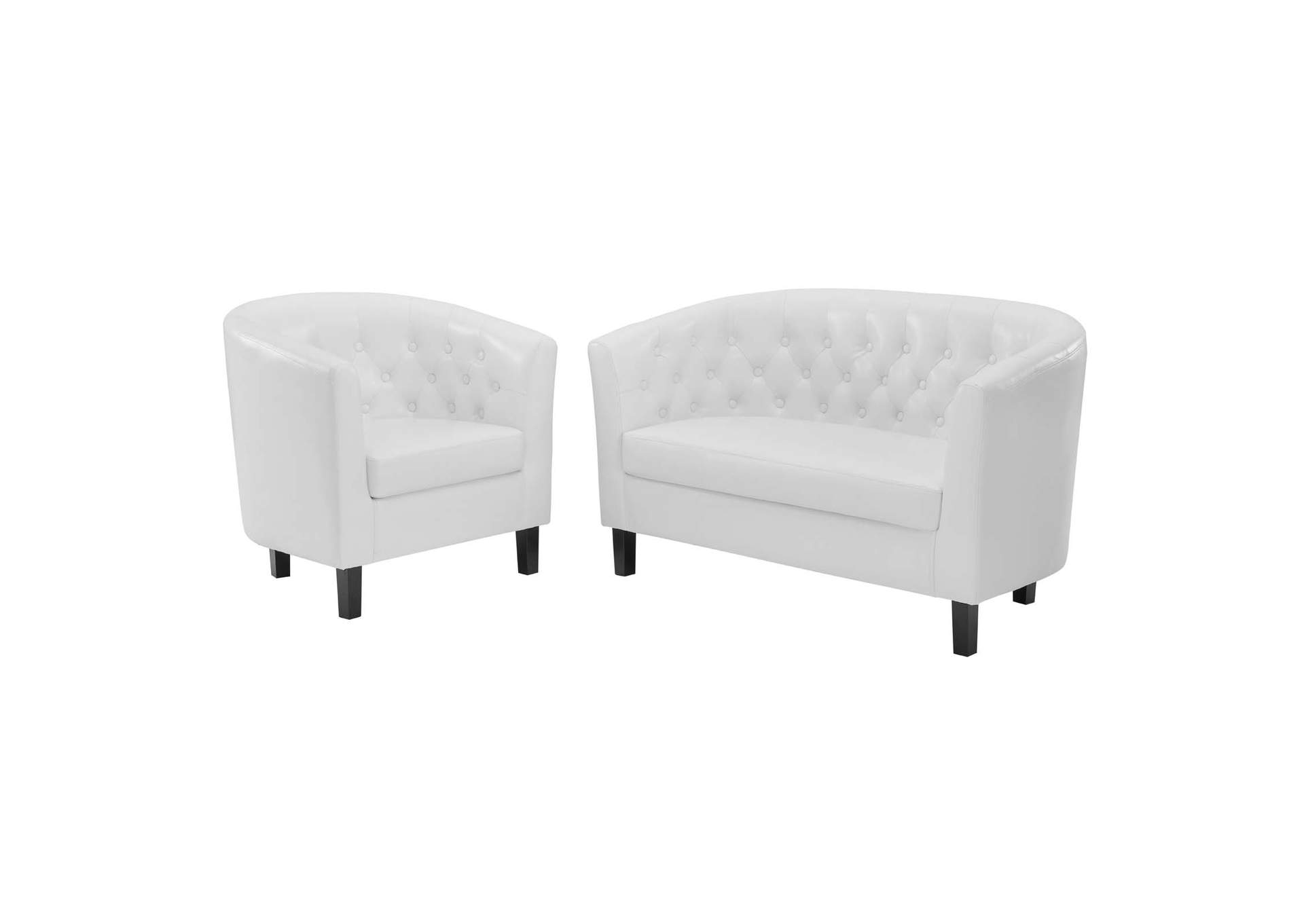White Prospect Upholstered Vinyl Loveseat and Armchair Set,Modway