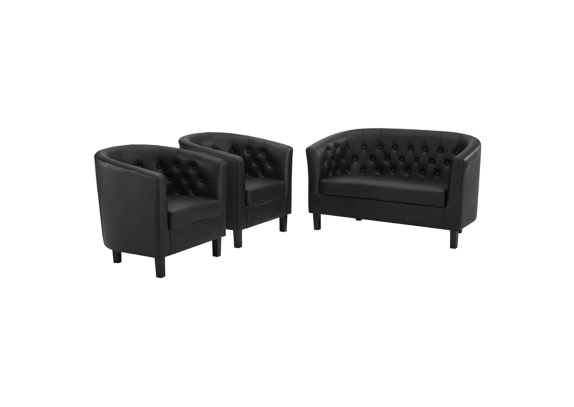 Black Prospect 3 Piece Upholstered Vinyl Set,Modway