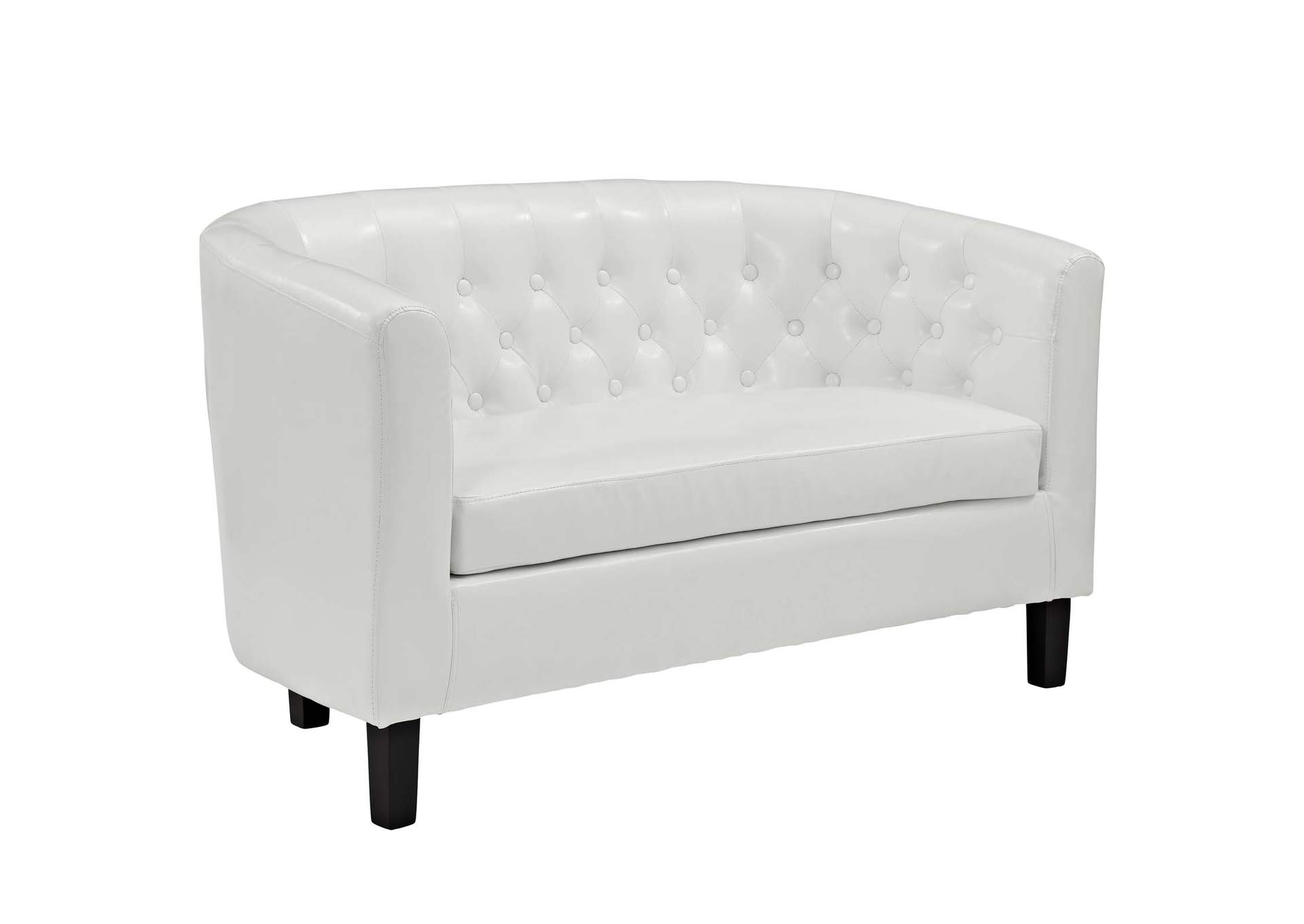 White Prospect 3 Piece Upholstered Vinyl Set,Modway