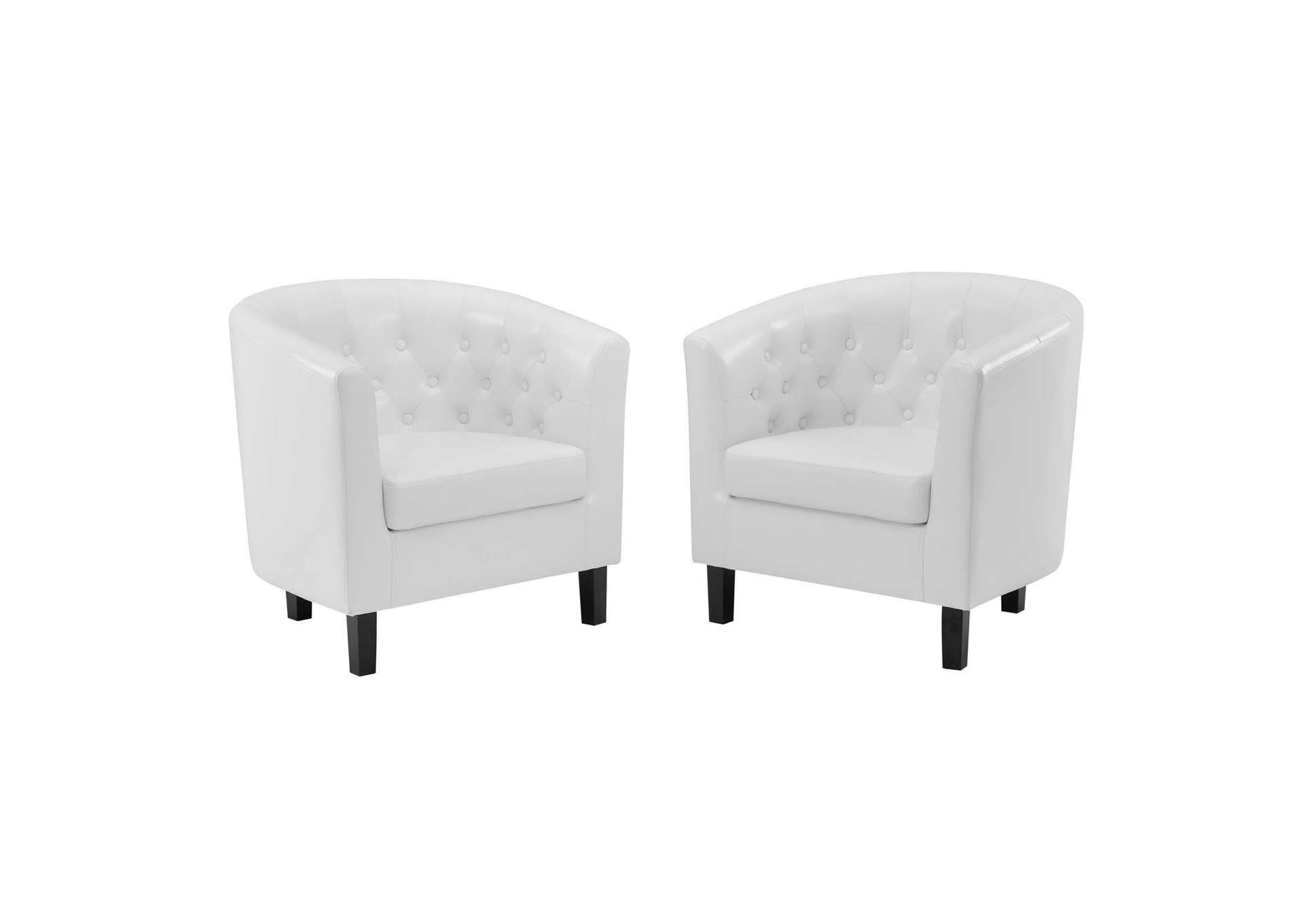 White Prospect Upholstered Vinyl Arm Chair [Set of 2],Modway