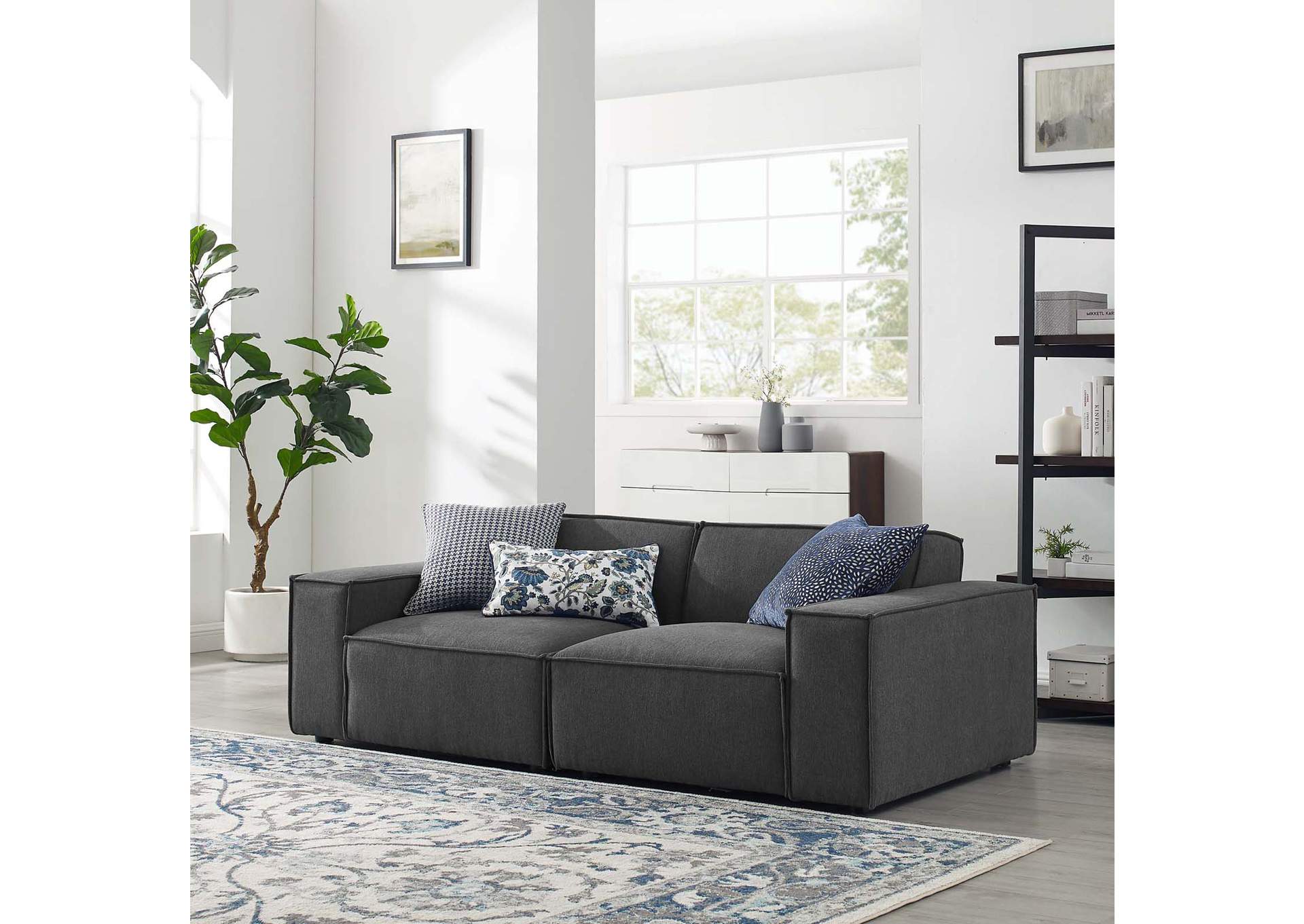 Charcoal Restore 2-Piece Sectional Sofa,Modway