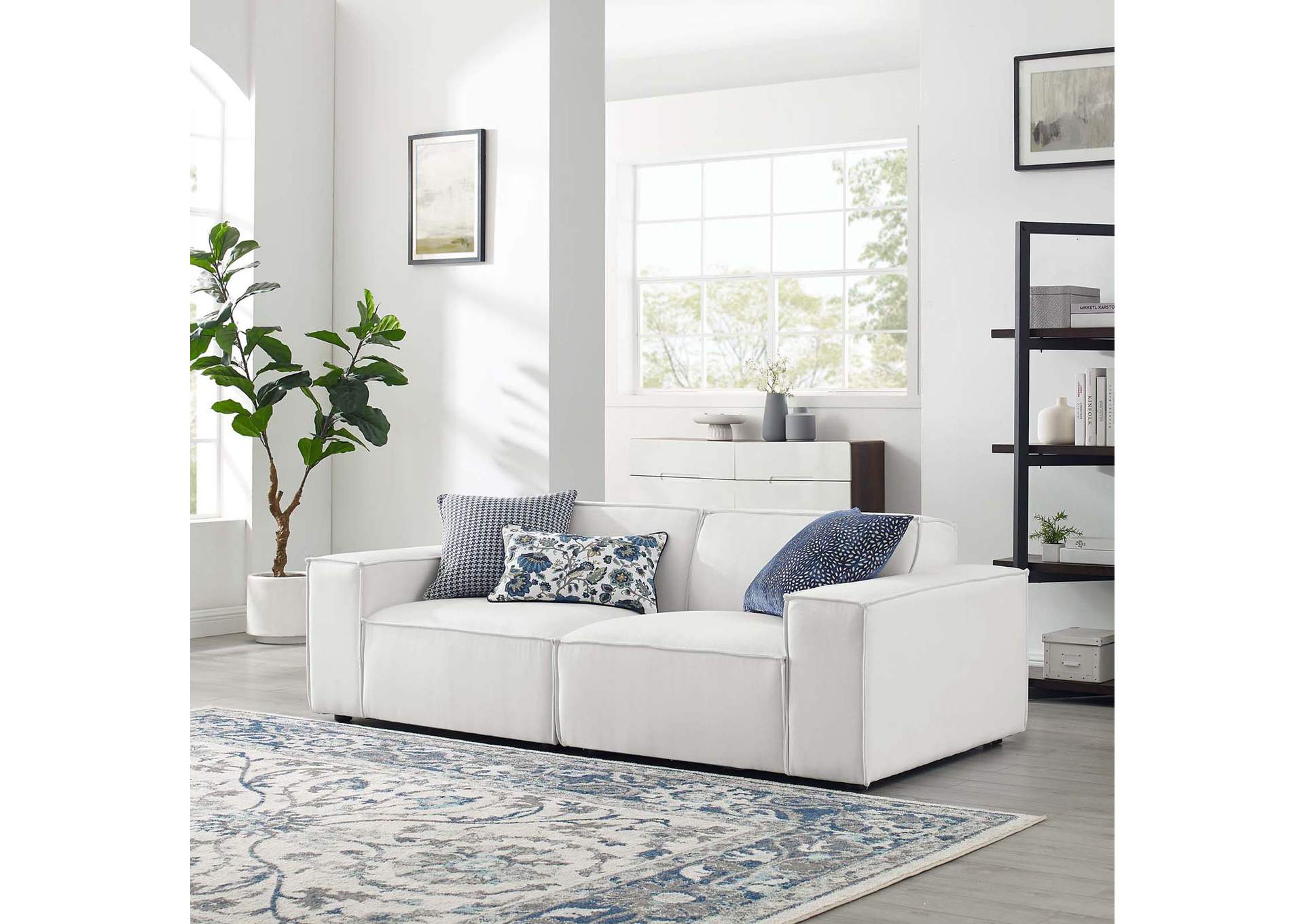White Restore 2-Piece Sectional Sofa,Modway