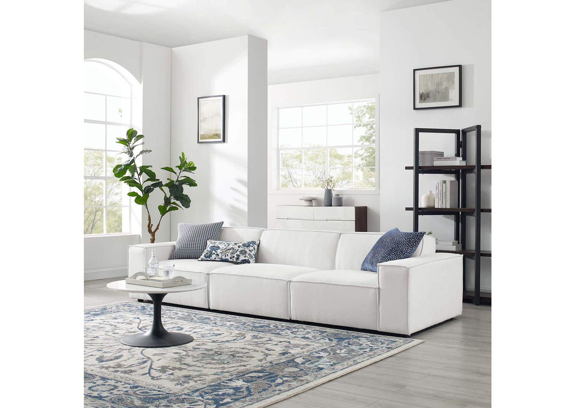 White Restore 3-Piece Sectional Sofa,Modway