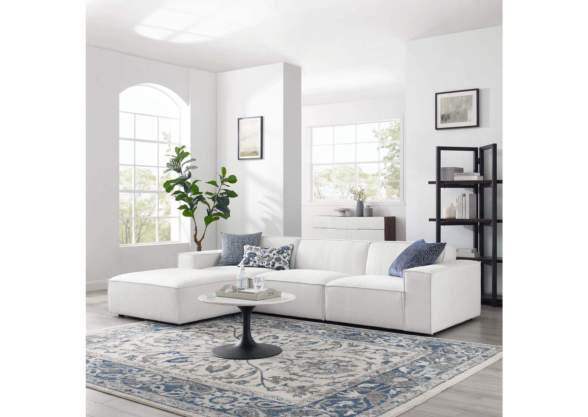 White Restore 4-Piece Sectional Sofa,Modway