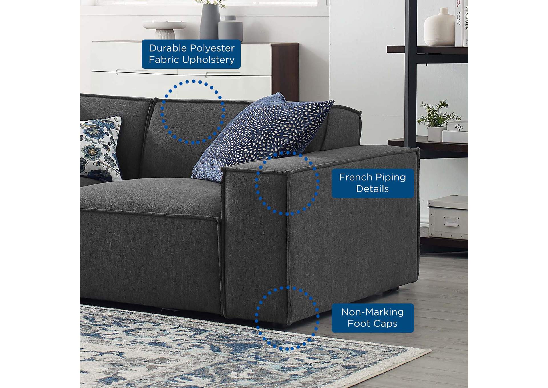 Charcoal Restore 5-Piece Sectional Sofa,Modway