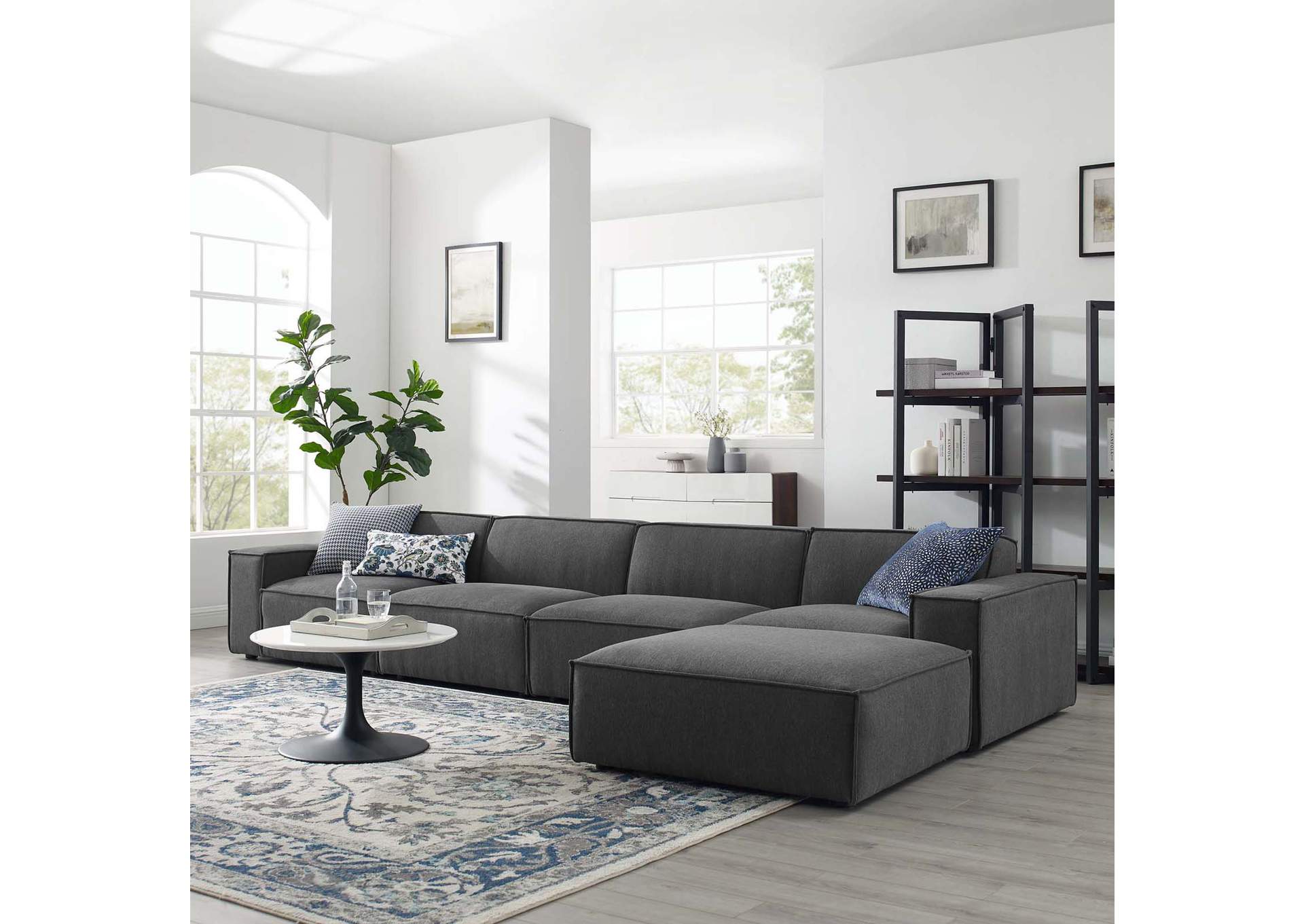 Charcoal Restore 5-Piece Sectional Sofa,Modway