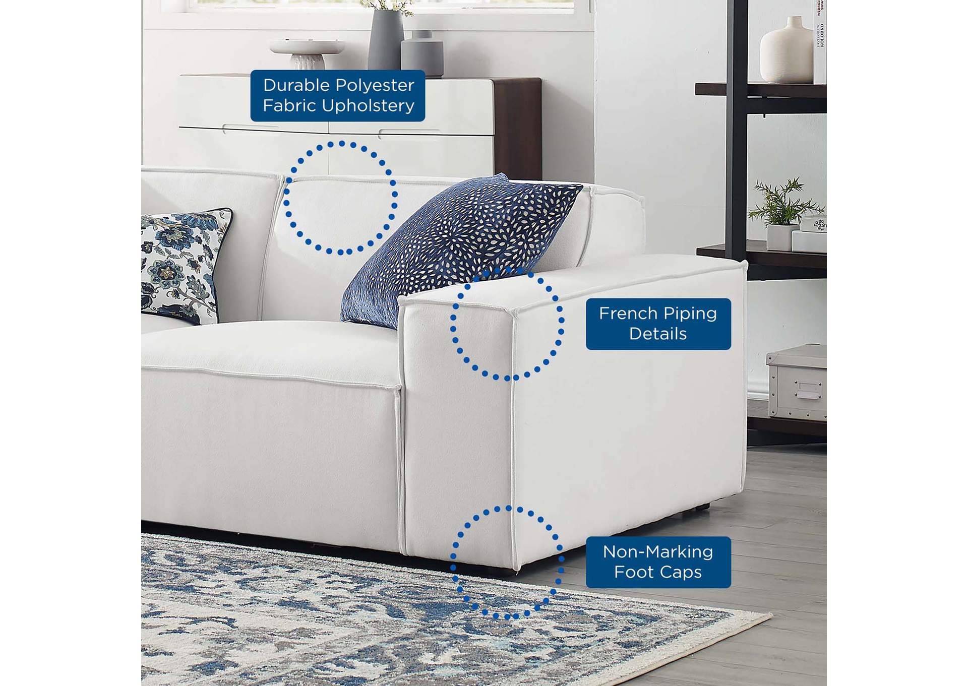 White Restore 5-Piece Sectional Sofa,Modway