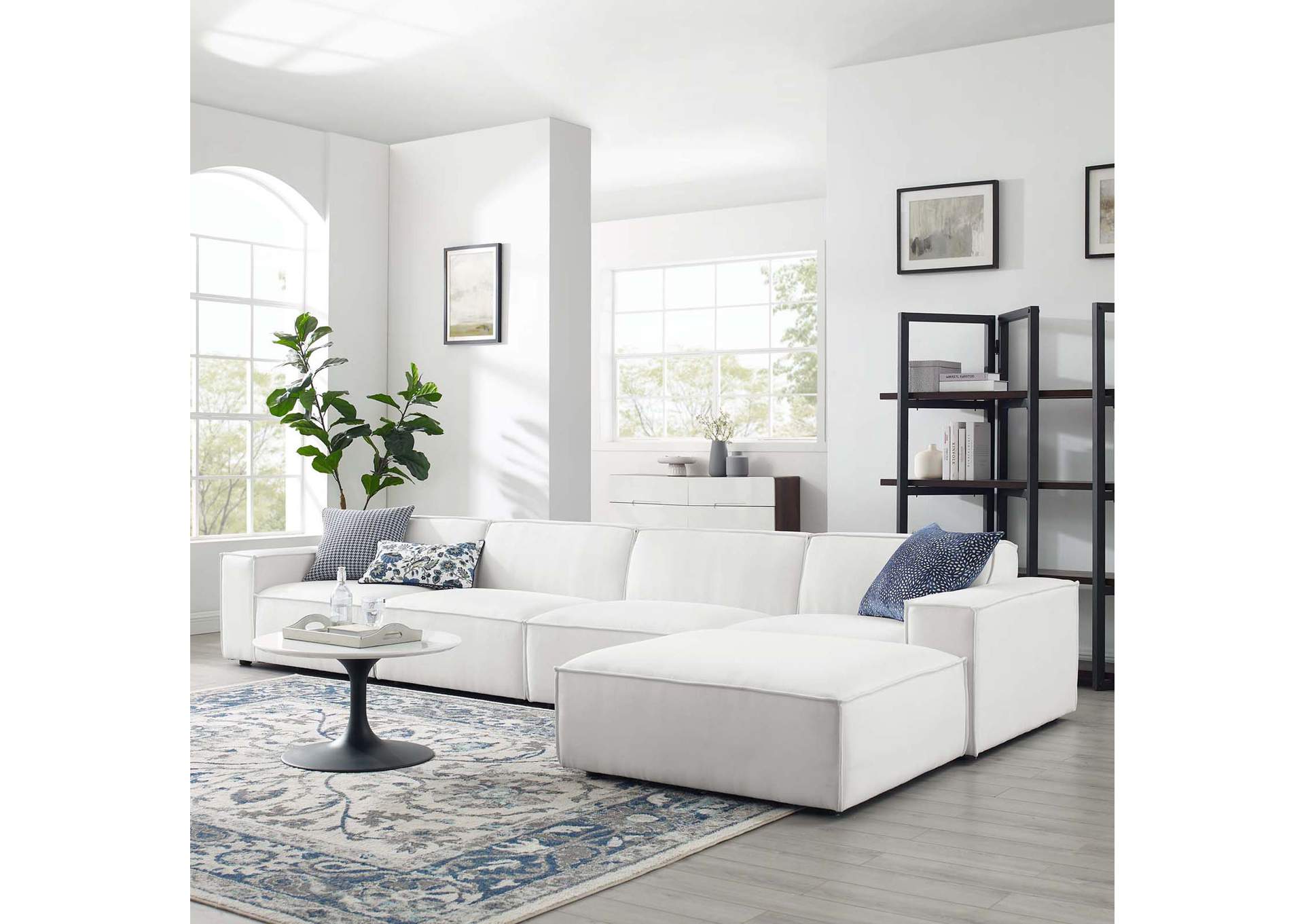 White Restore 5-Piece Sectional Sofa,Modway