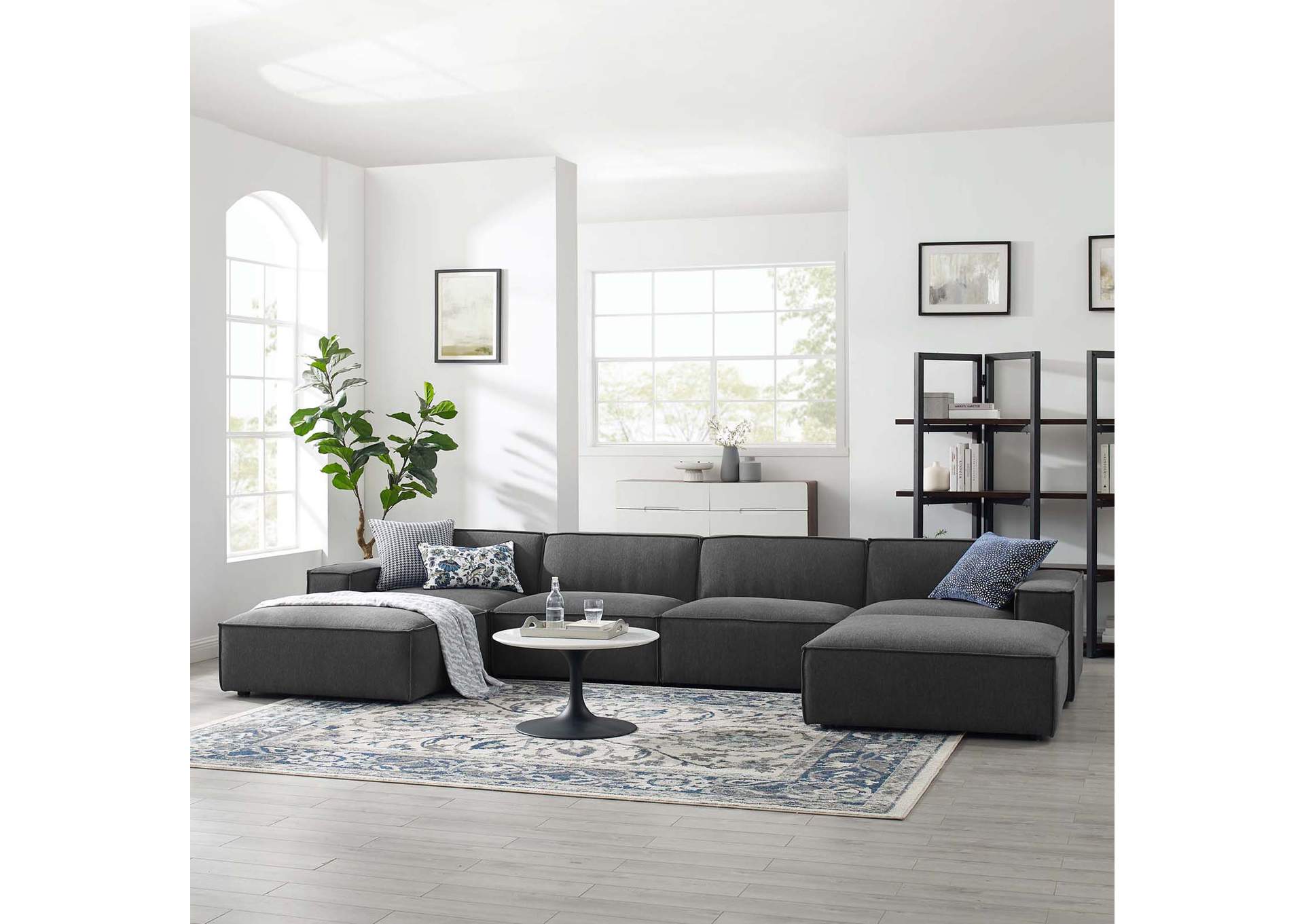 Charcoal Restore 6-Piece Sectional Sofa,Modway