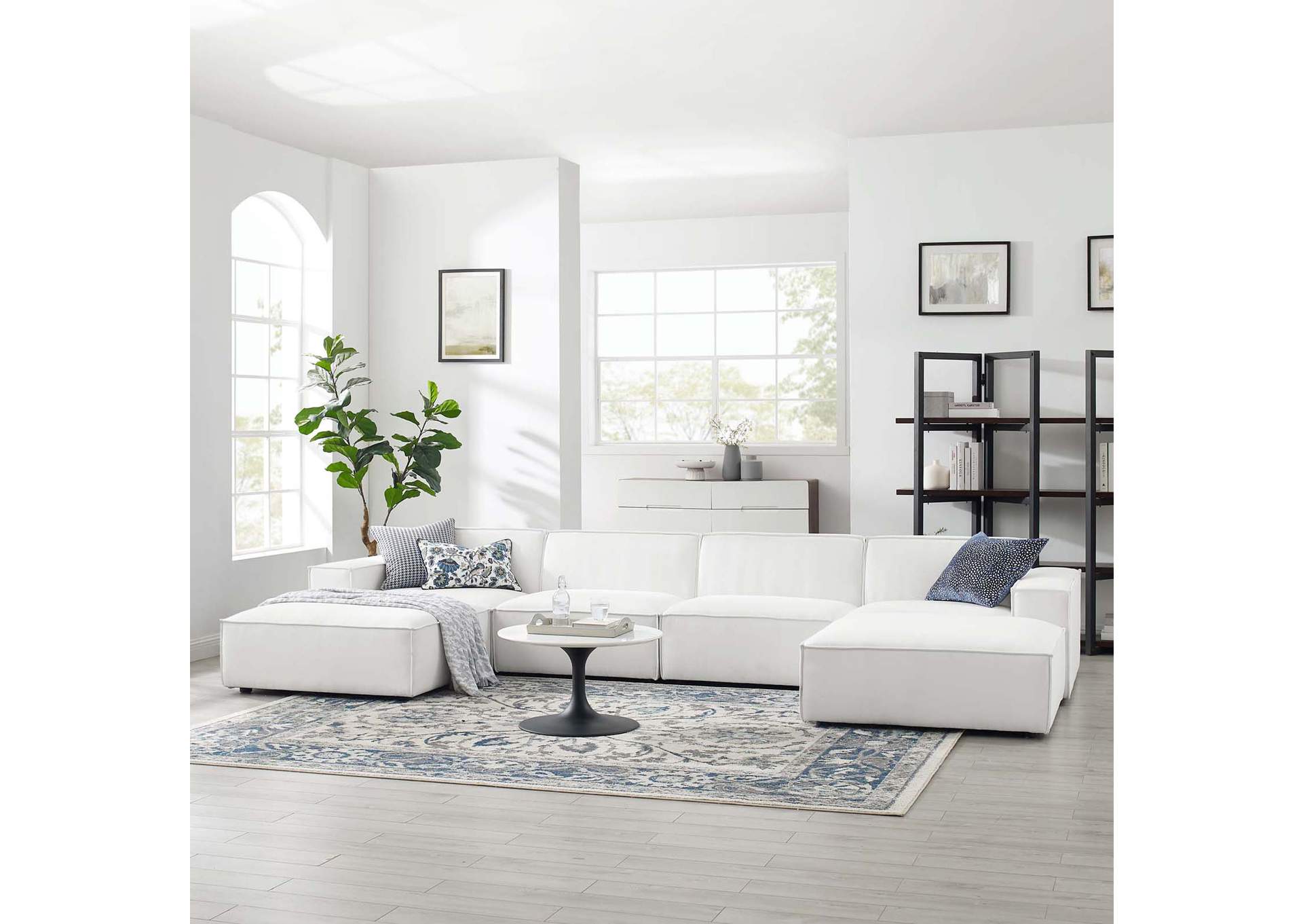 White Restore 6-Piece Sectional Sofa,Modway