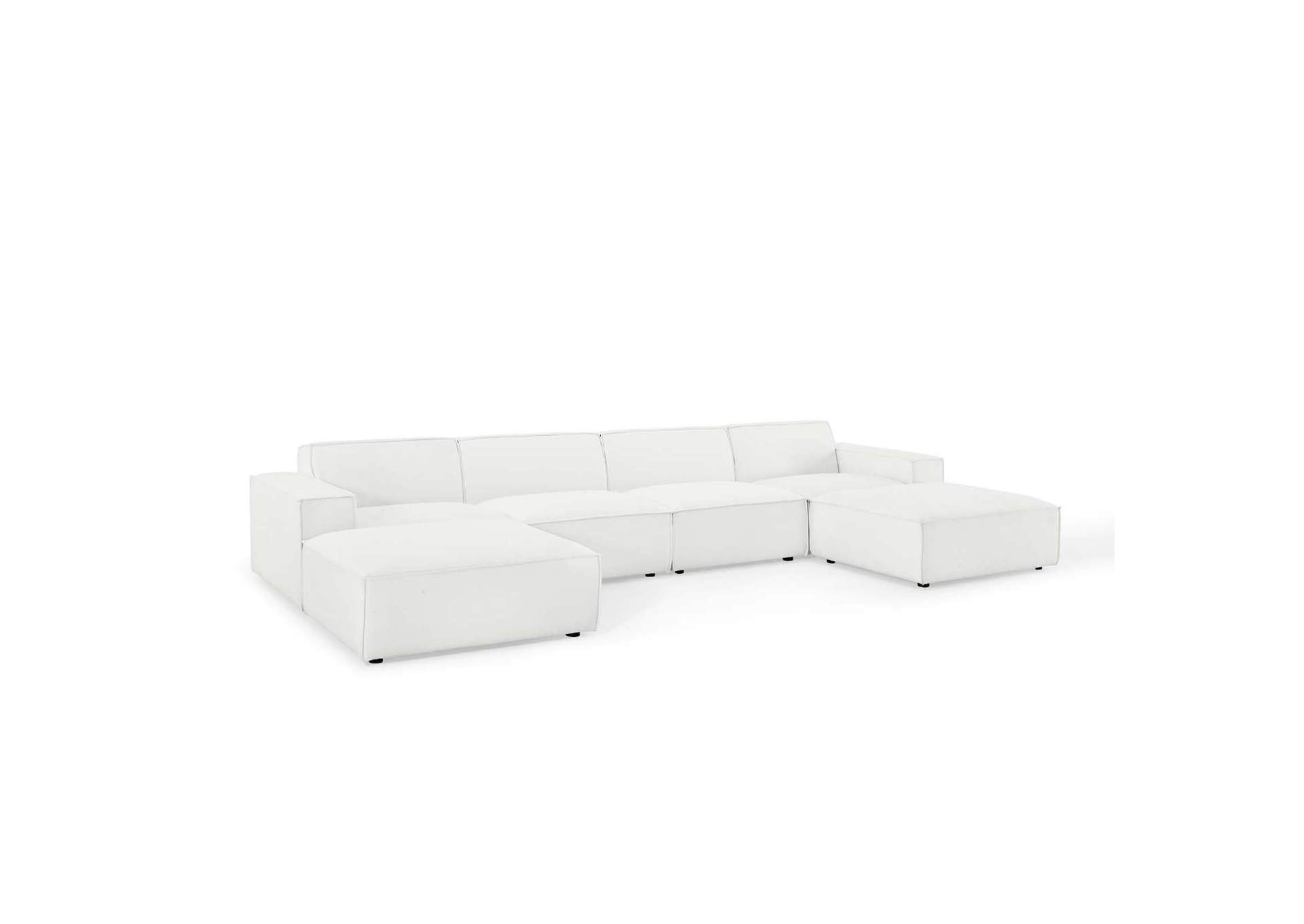 White Restore 6-Piece Sectional Sofa,Modway