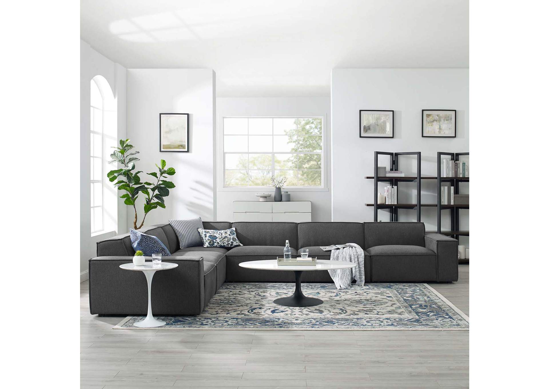 Charcoal Restore 6-Piece Sectional Sofa,Modway