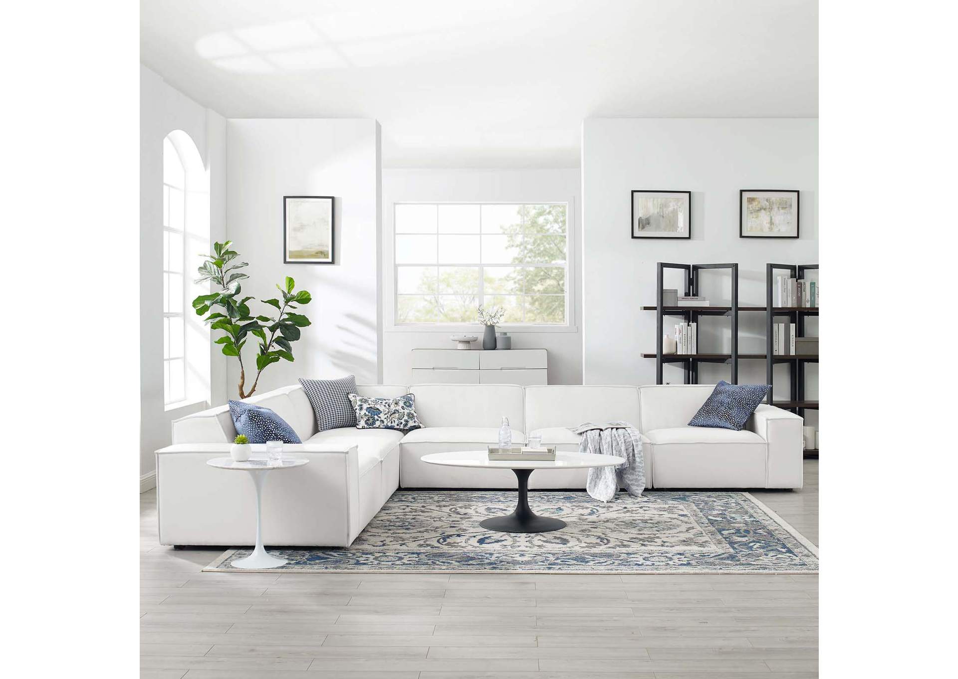 White Restore 6-Piece Sectional Sofa,Modway