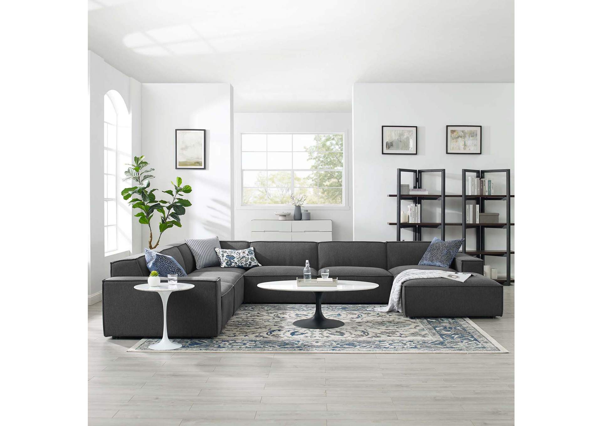 Charcoal Restore 7-Piece Sectional Sofa,Modway