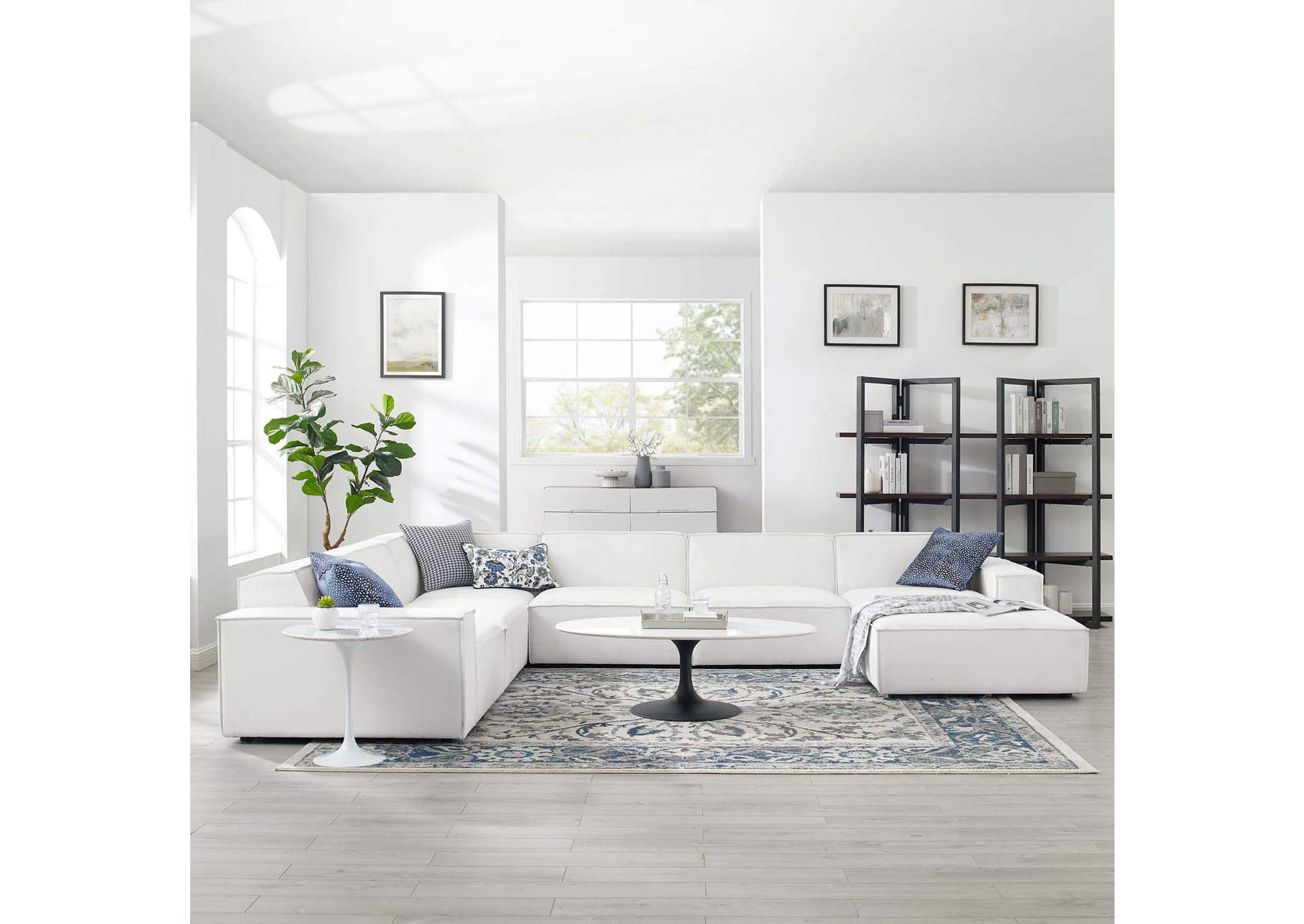 White Restore 7-Piece Sectional Sofa,Modway