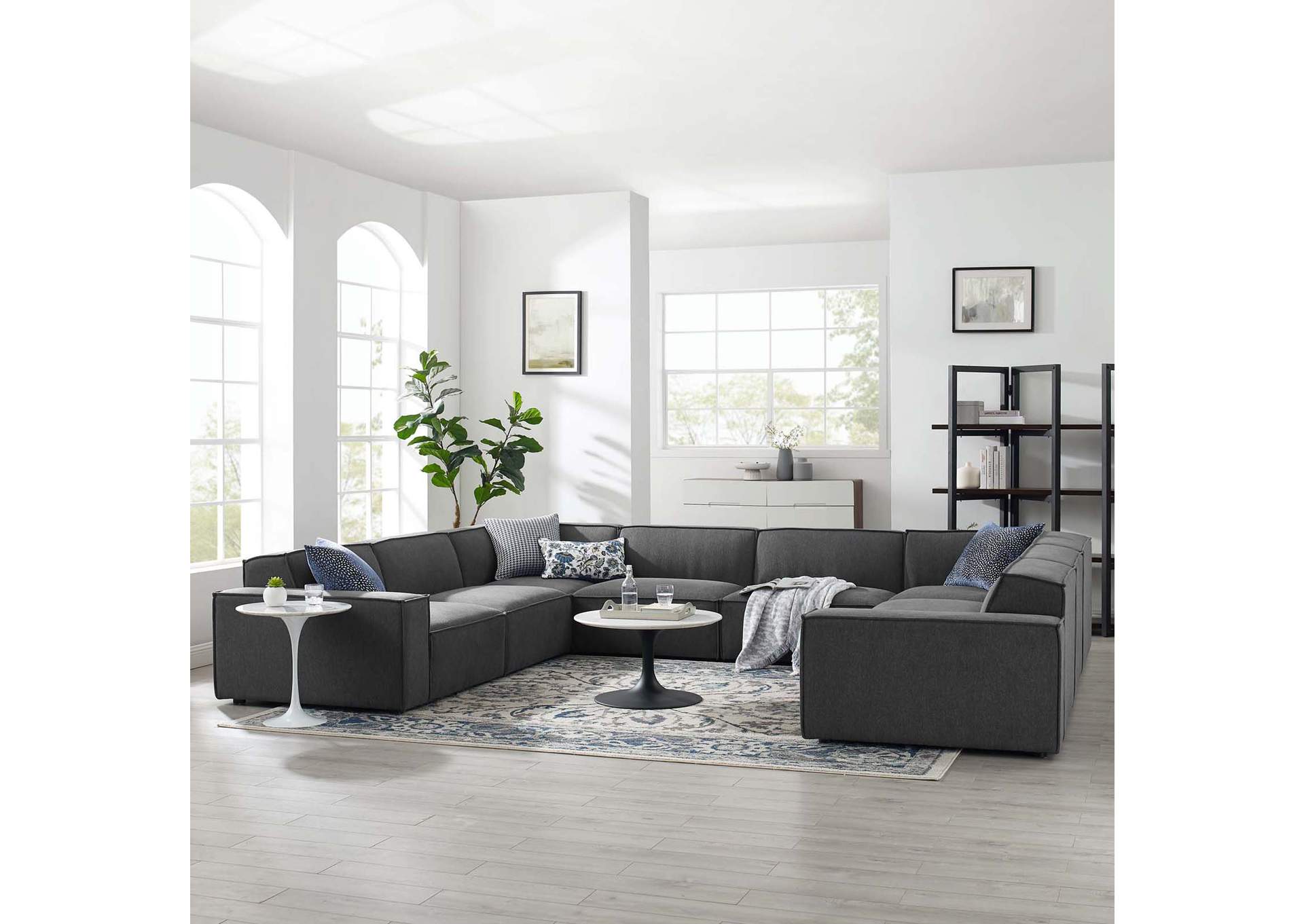 Charcoal Restore 8-Piece Sectional Sofa,Modway