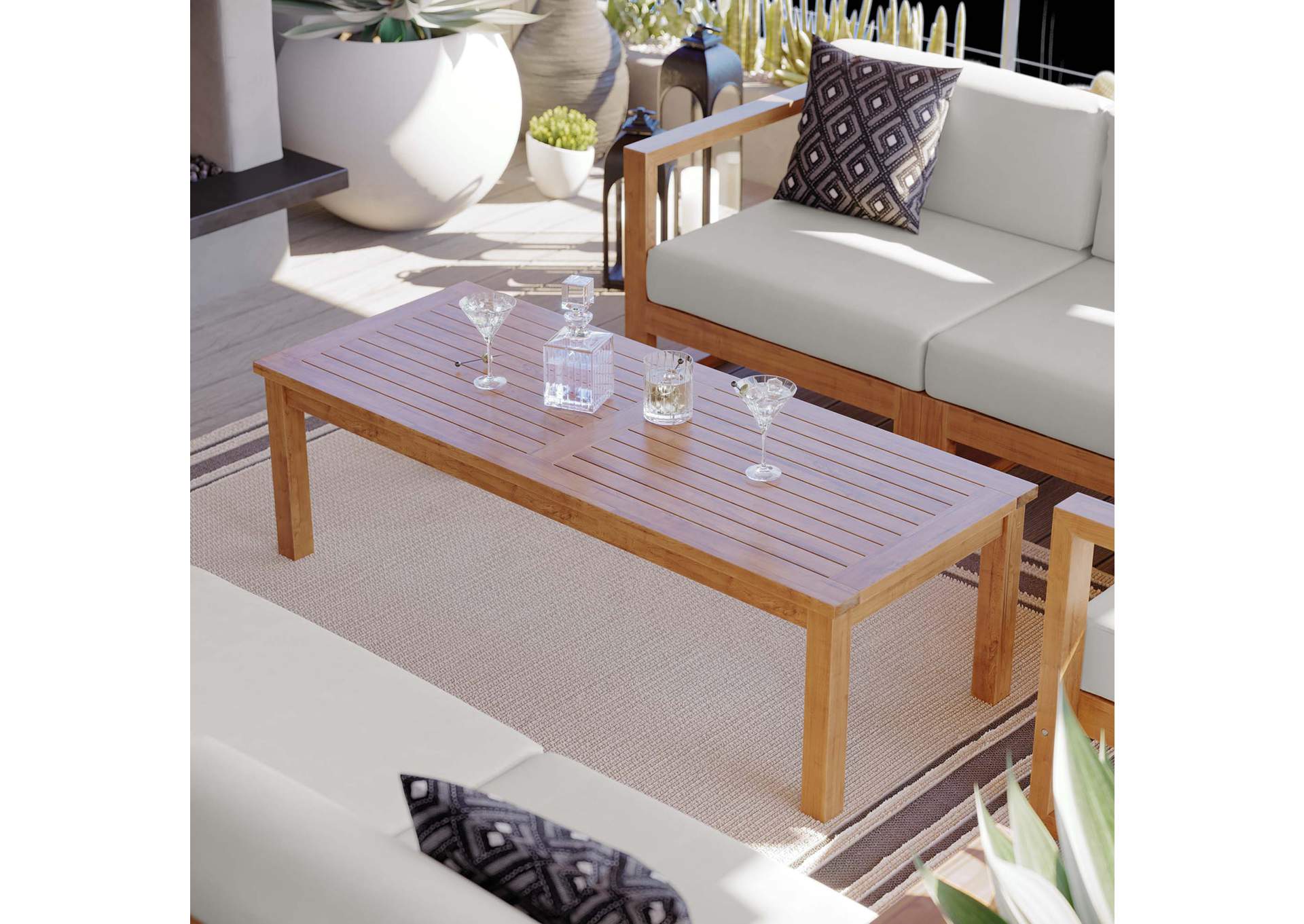 Natural Upland Outdoor Patio Teak Wood Coffee Table,Modway