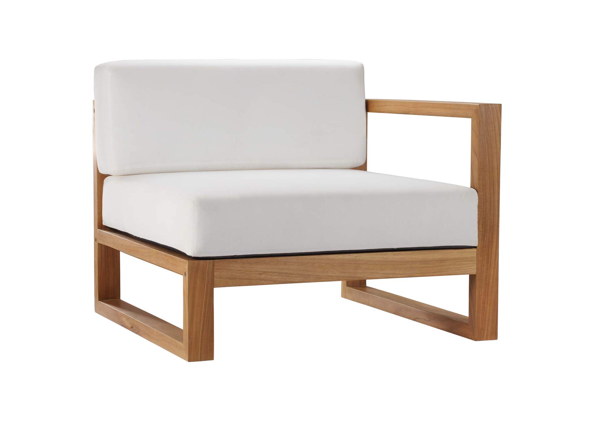 Natural White Upland Outdoor Patio Teak Wood Right-Arm Chair,Modway
