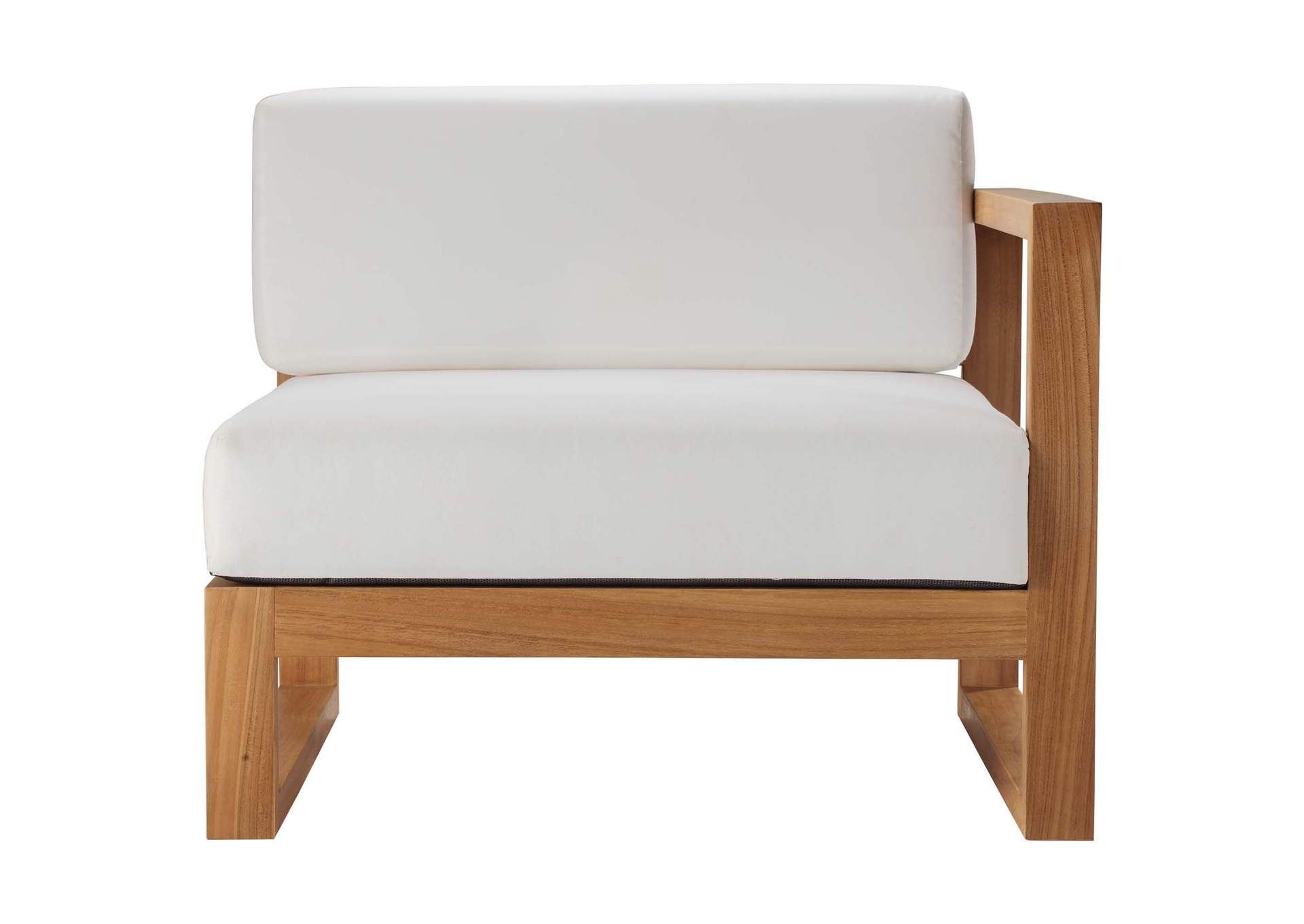 Natural White Upland Outdoor Patio Teak Wood Right-Arm Chair,Modway