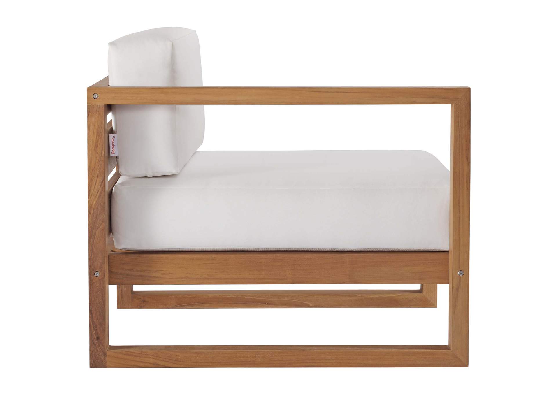 Natural White Upland Outdoor Patio Teak Wood Left-Arm Chair,Modway