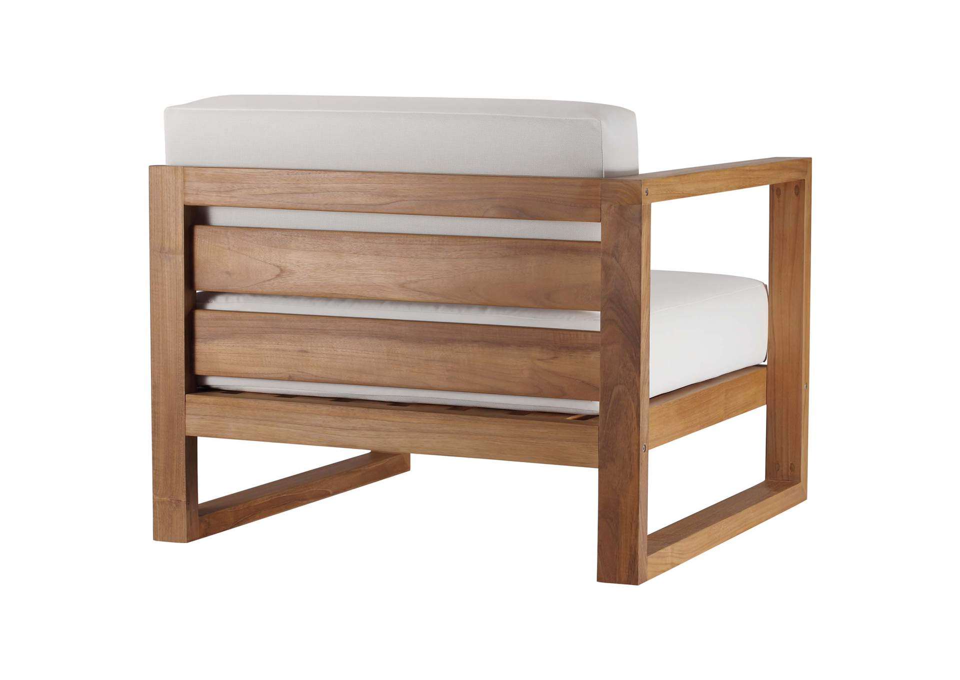 Natural White Upland Outdoor Patio Teak Wood Left-Arm Chair,Modway