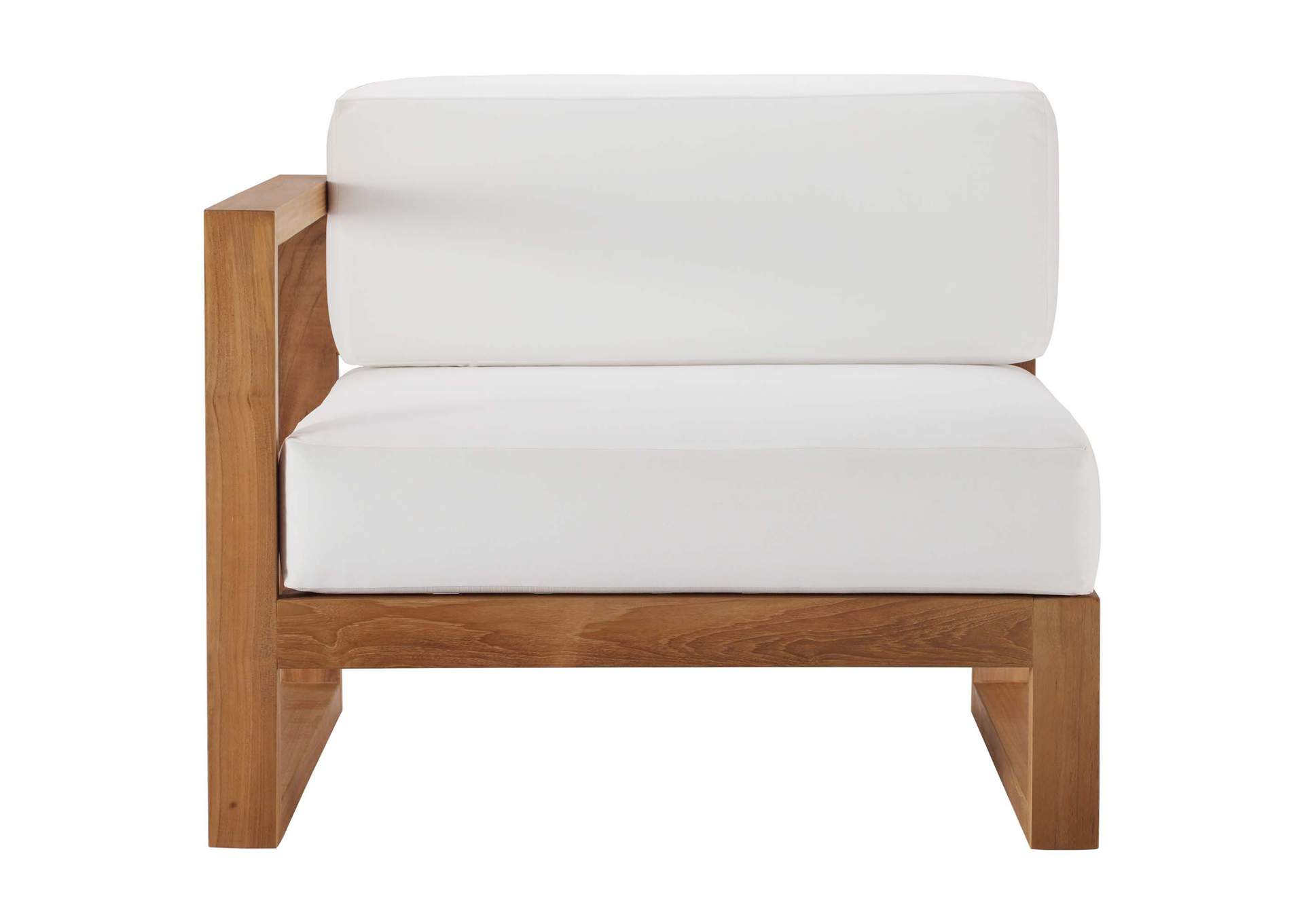 Natural White Upland Outdoor Patio Teak Wood Left-Arm Chair,Modway