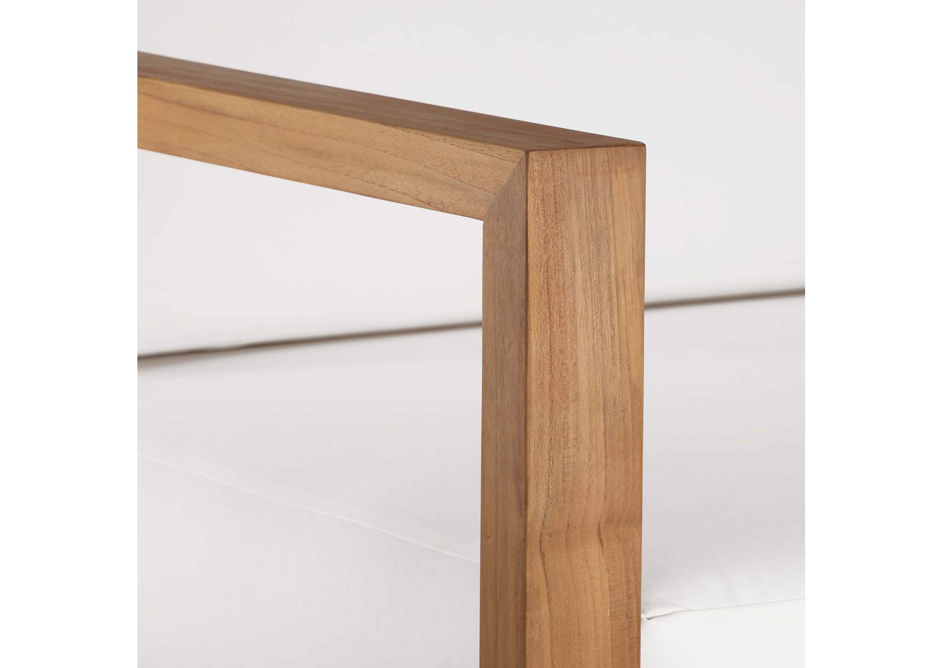 Natural White Upland Outdoor Patio Teak Wood Left-Arm Chair,Modway