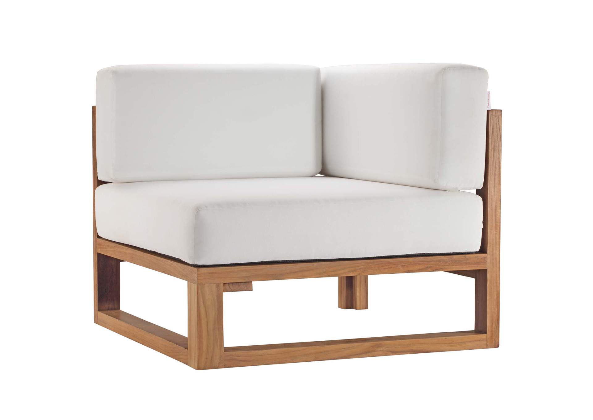 Natural White Upland Outdoor Patio Teak Wood Corner Chair,Modway