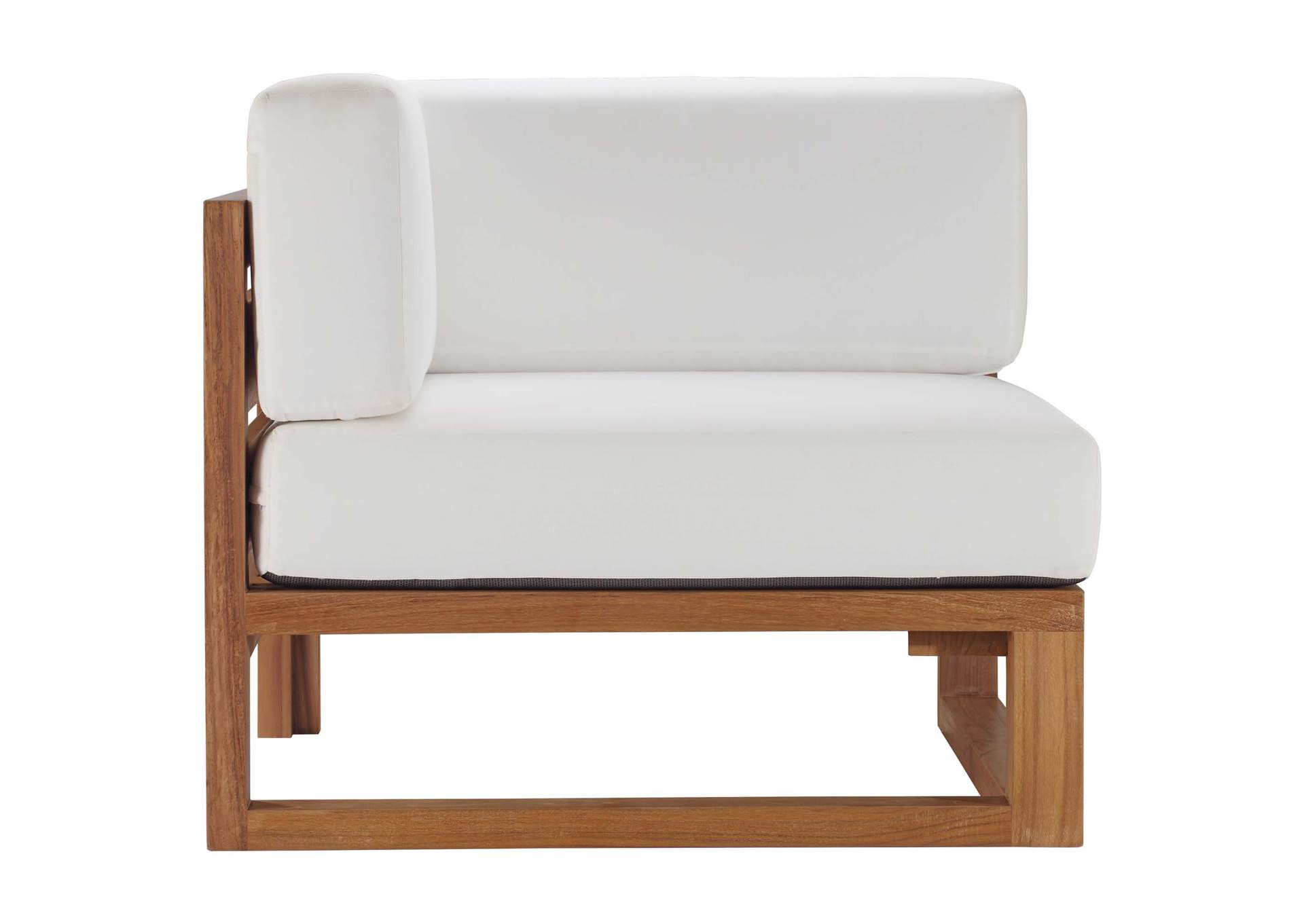 Natural White Upland Outdoor Patio Teak Wood Corner Chair,Modway