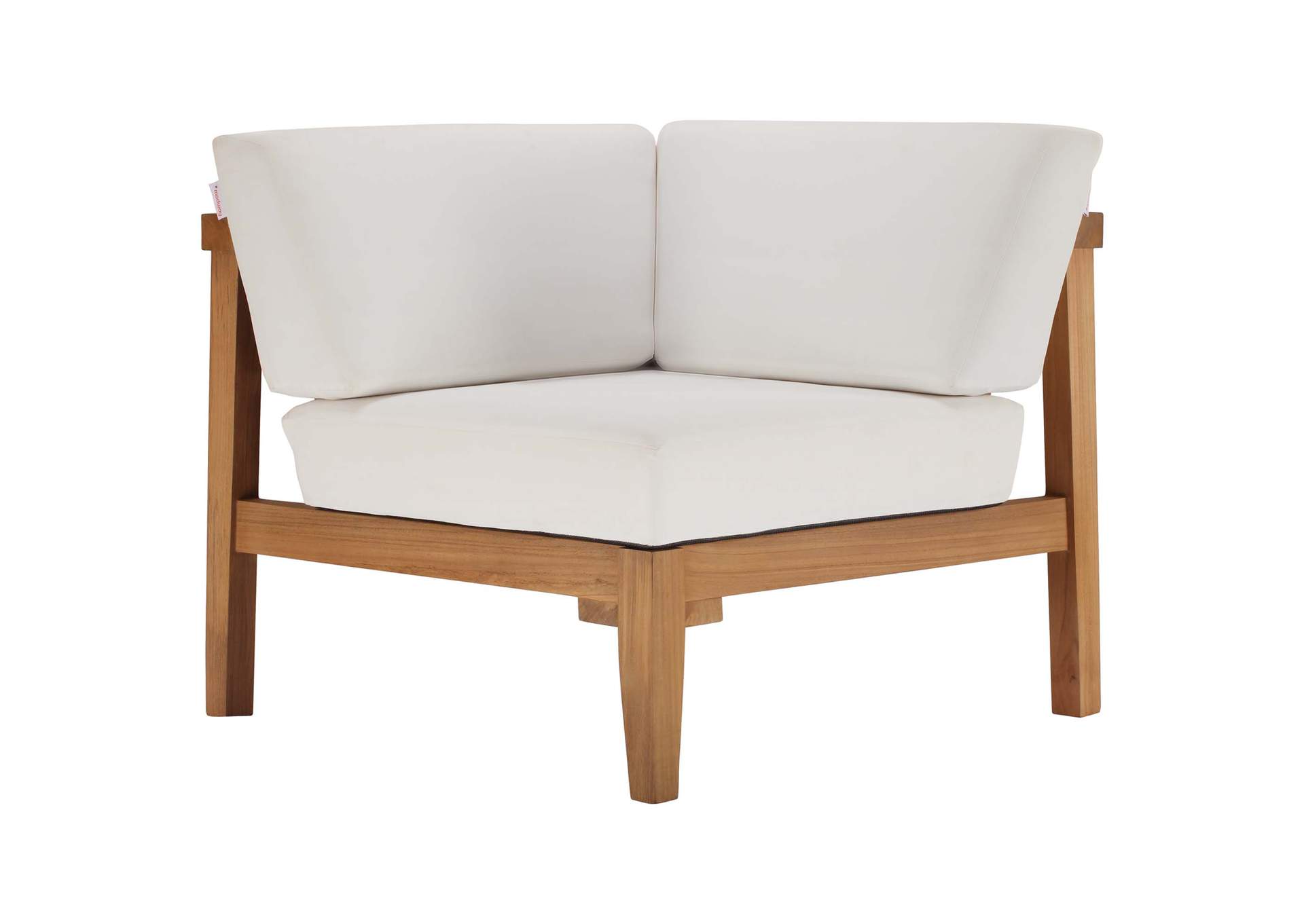 Natural White Bayport Outdoor Patio Teak Wood Corner Chair,Modway