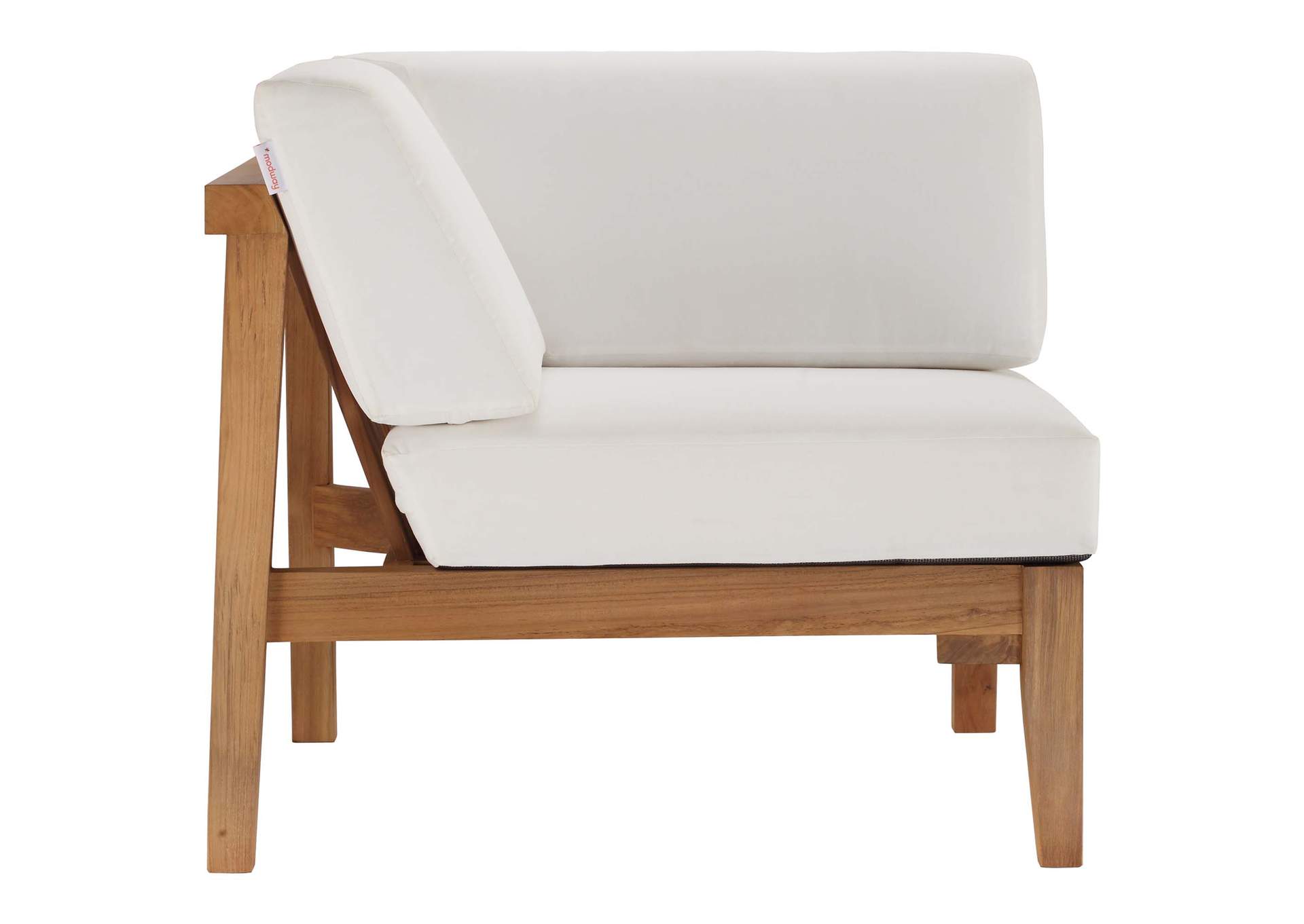 Natural White Bayport Outdoor Patio Teak Wood Corner Chair,Modway