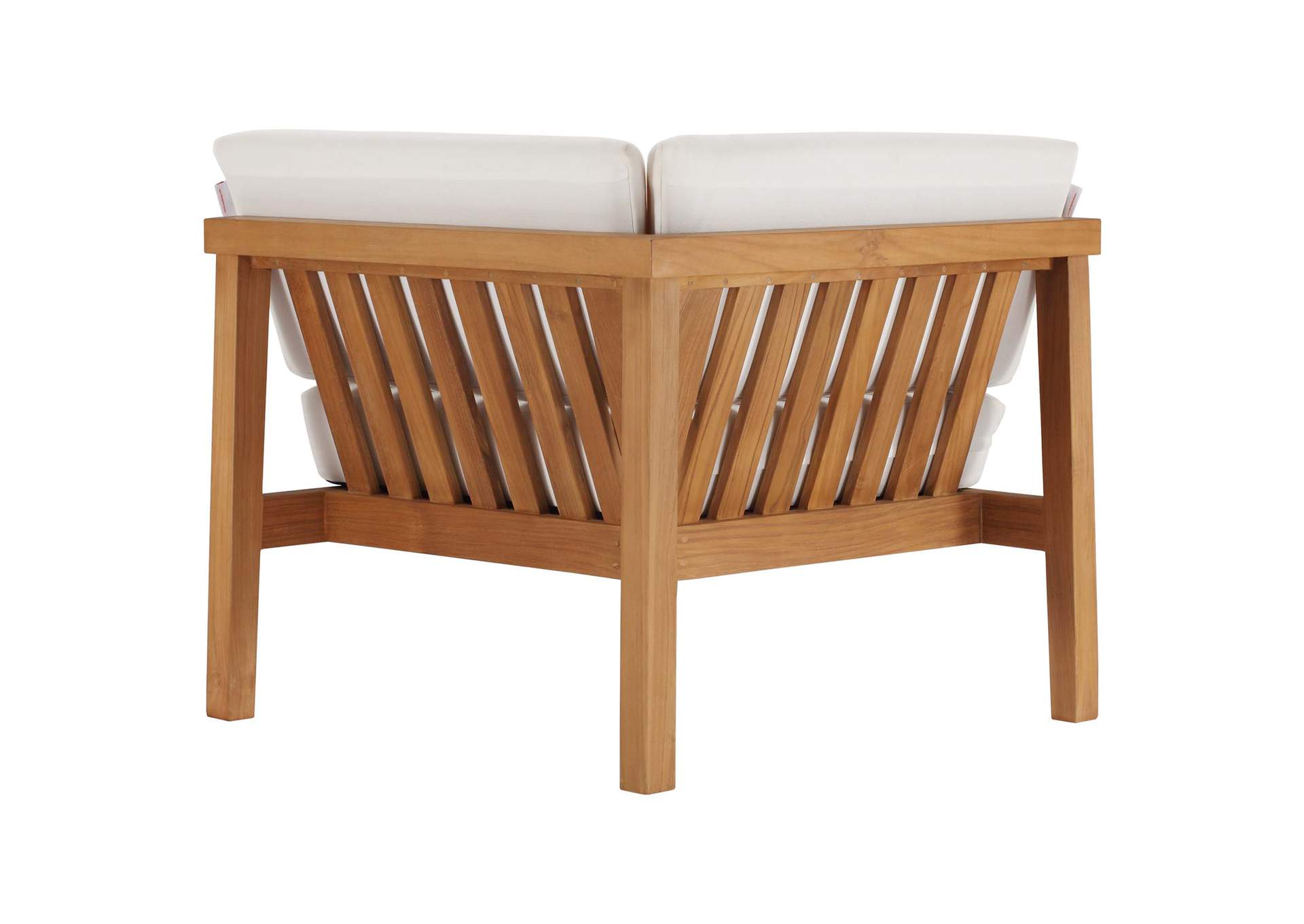 Natural White Bayport Outdoor Patio Teak Wood Corner Chair,Modway