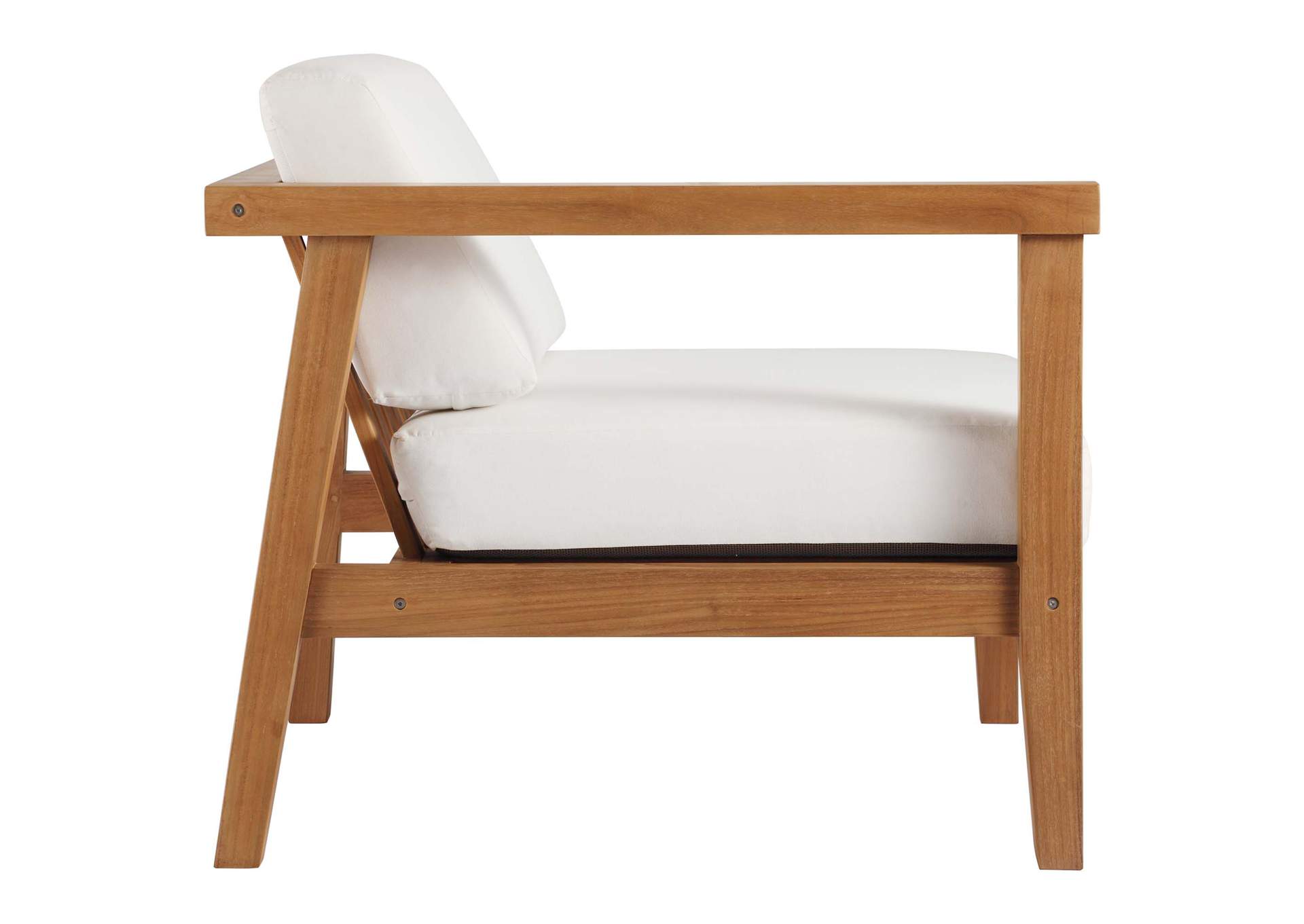 Natural White Bayport Outdoor Patio Teak Wood Left-Arm Chair,Modway