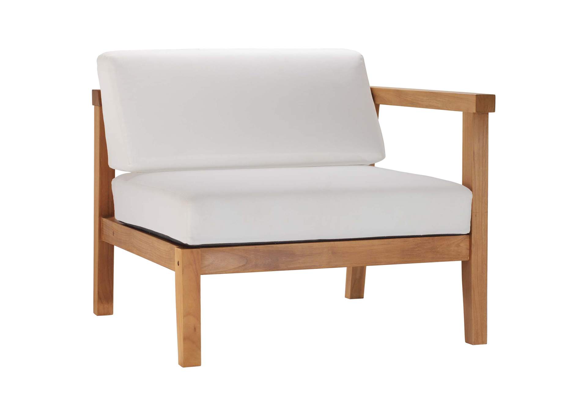 Natural White Bayport Outdoor Patio Teak Wood Right-Arm Chair,Modway